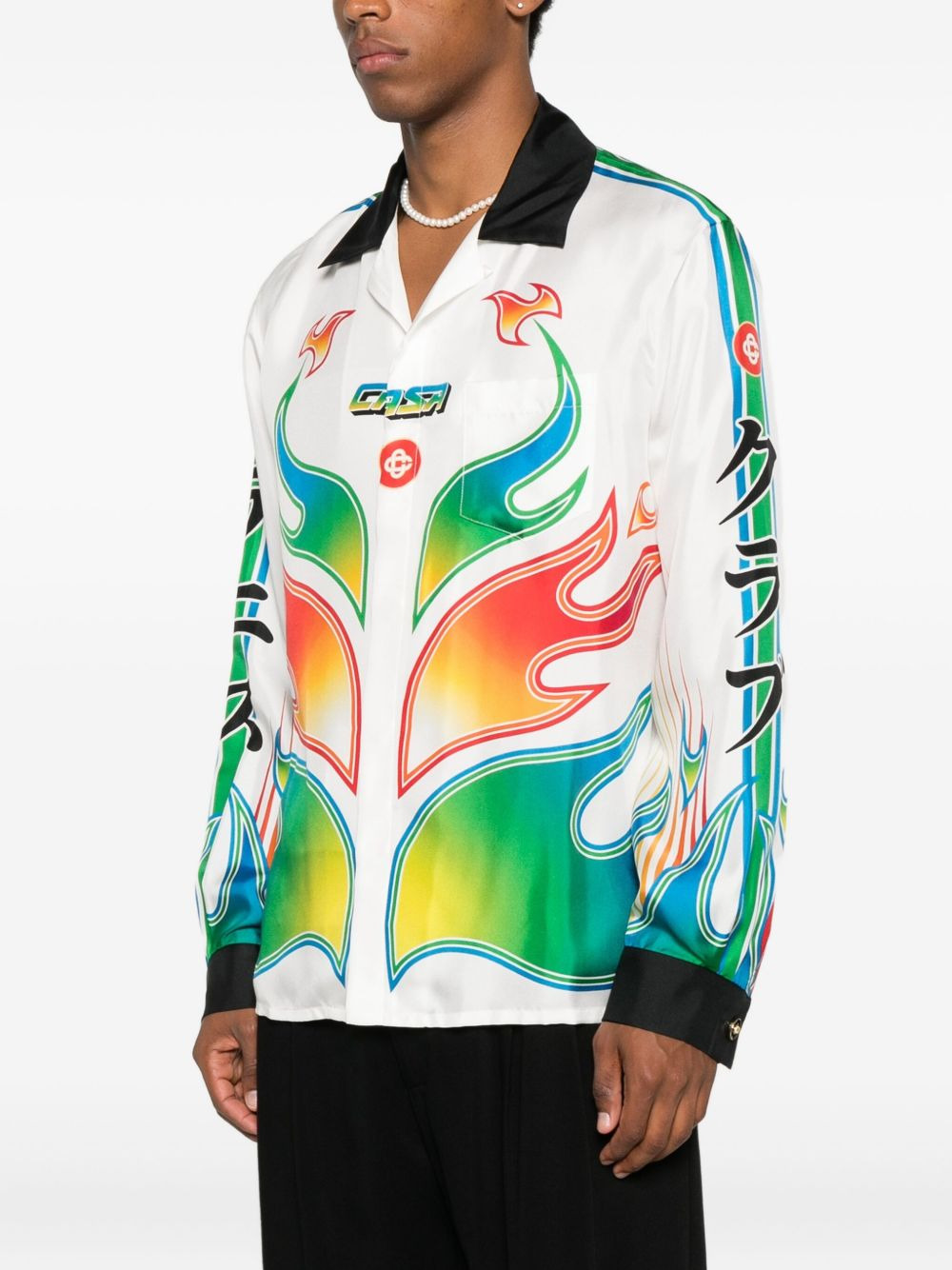 flame-print shirt - 3