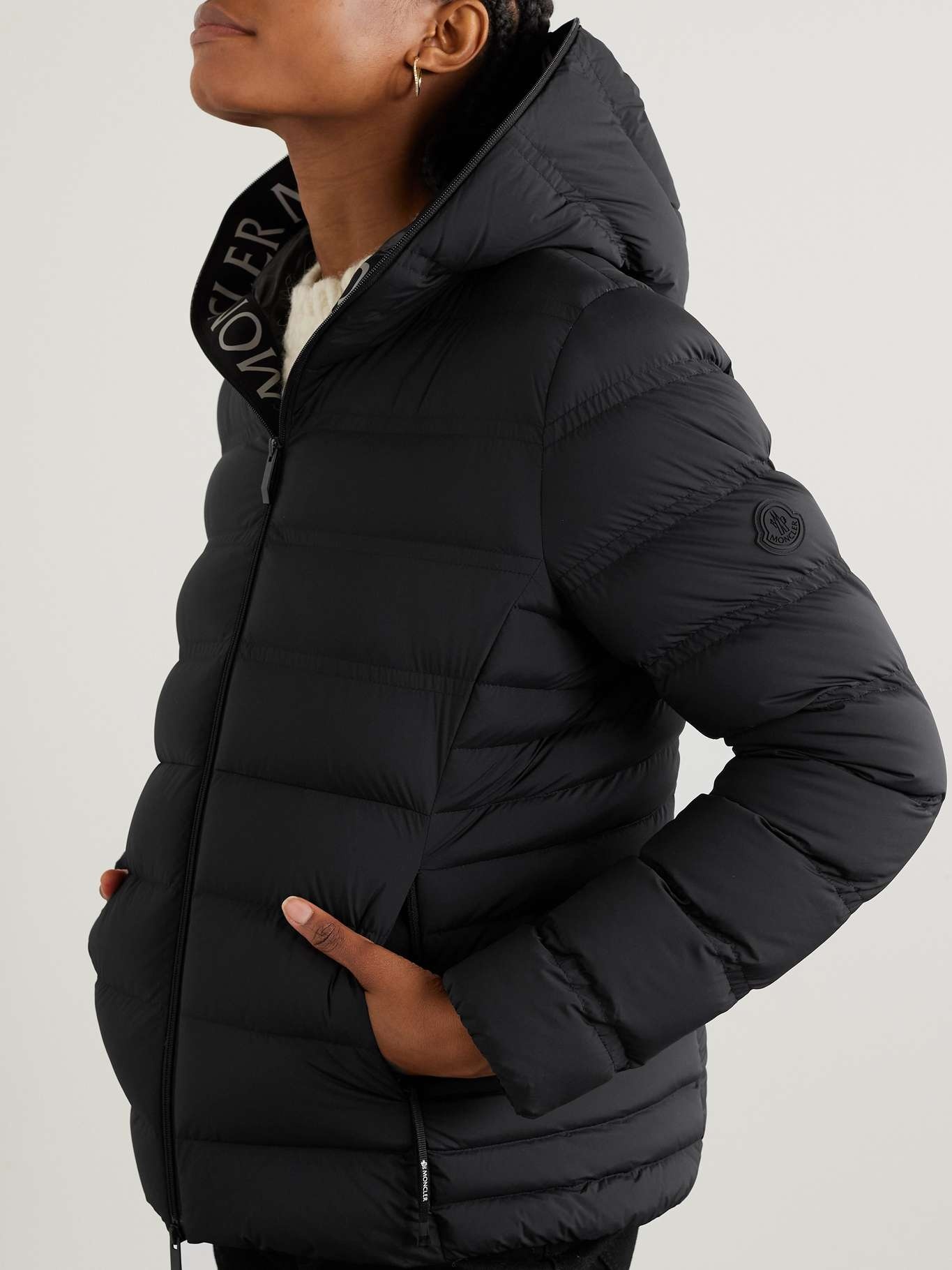 Appliquéd webbing-trimmed quilted shell down jacket - 3