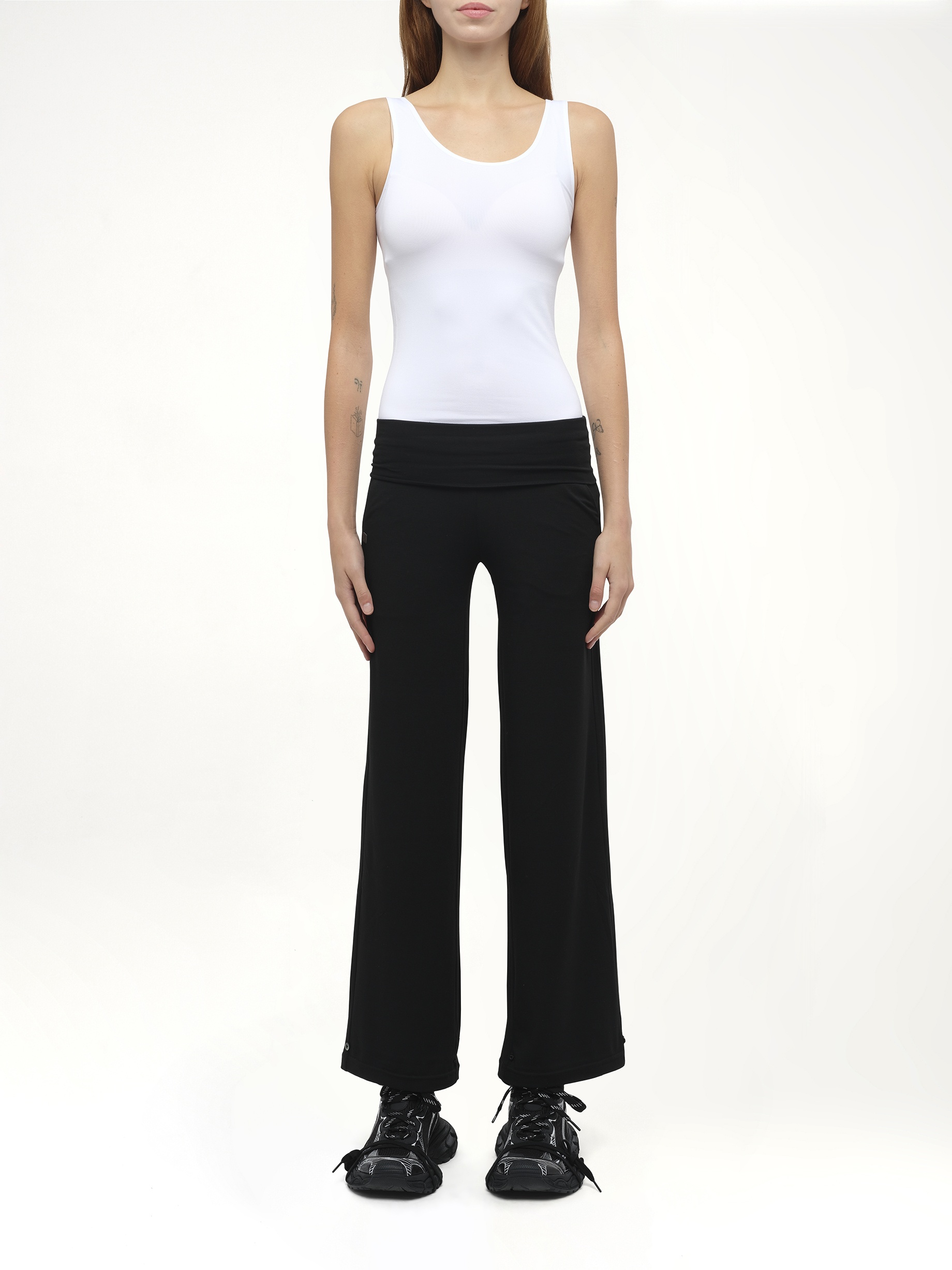 Afternoon Stretch Series - Folded High Waisted Pants in Black - 7