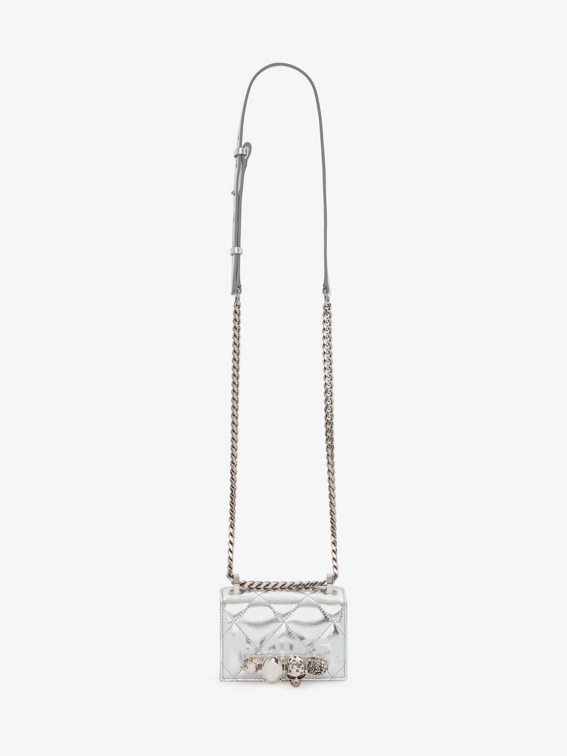 Micro Jewelled Satchel in Silver/white - 5