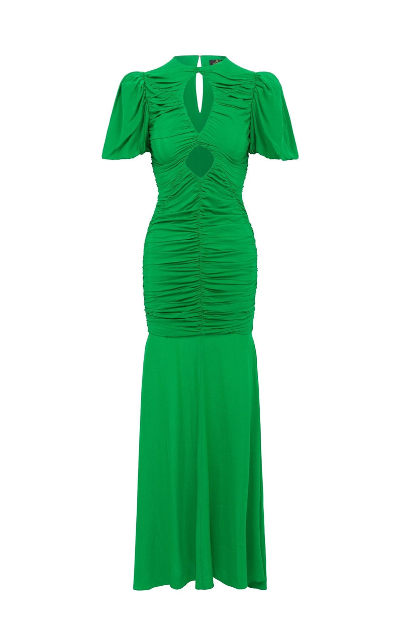 De La Vali OLYMPIA MAXI DRESS IN PALM GREEN VISCOSE CDC outlook