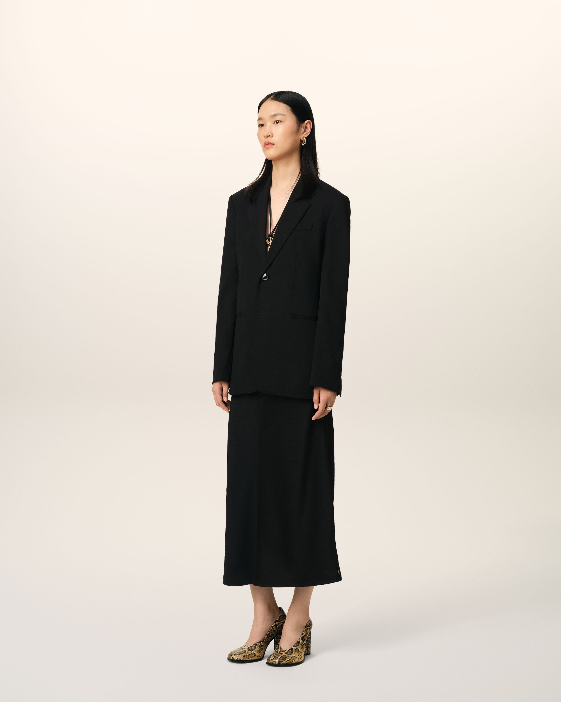 BLACK WOOL SEMI-LINED JACKET - 6