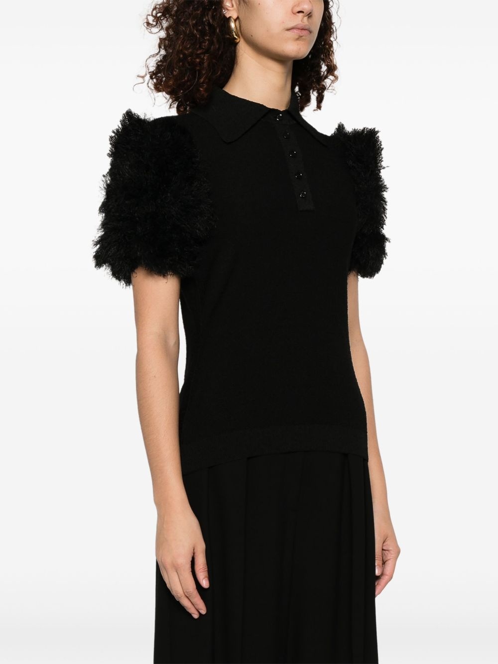 pompom-detail polo top - 3