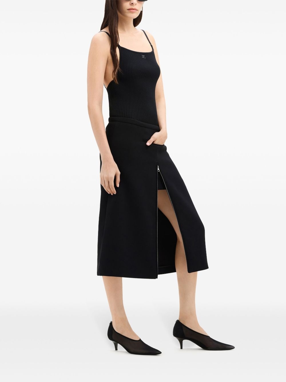 Heritage crepe-texture midi skirt - 3