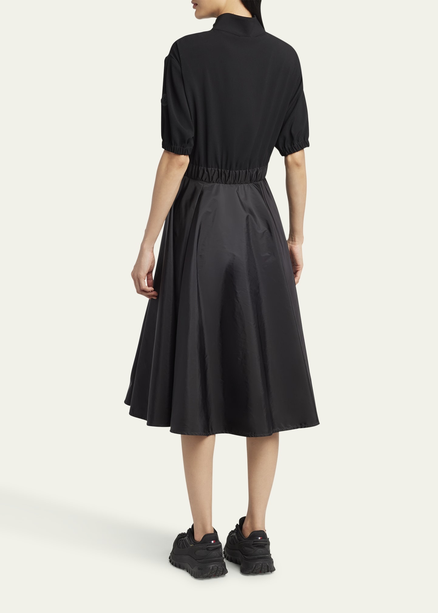 Short-Sleeve Zip Mixed-Media Dress - 3