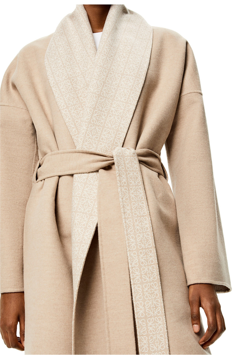Anagram jacquard belted coat in wool 5