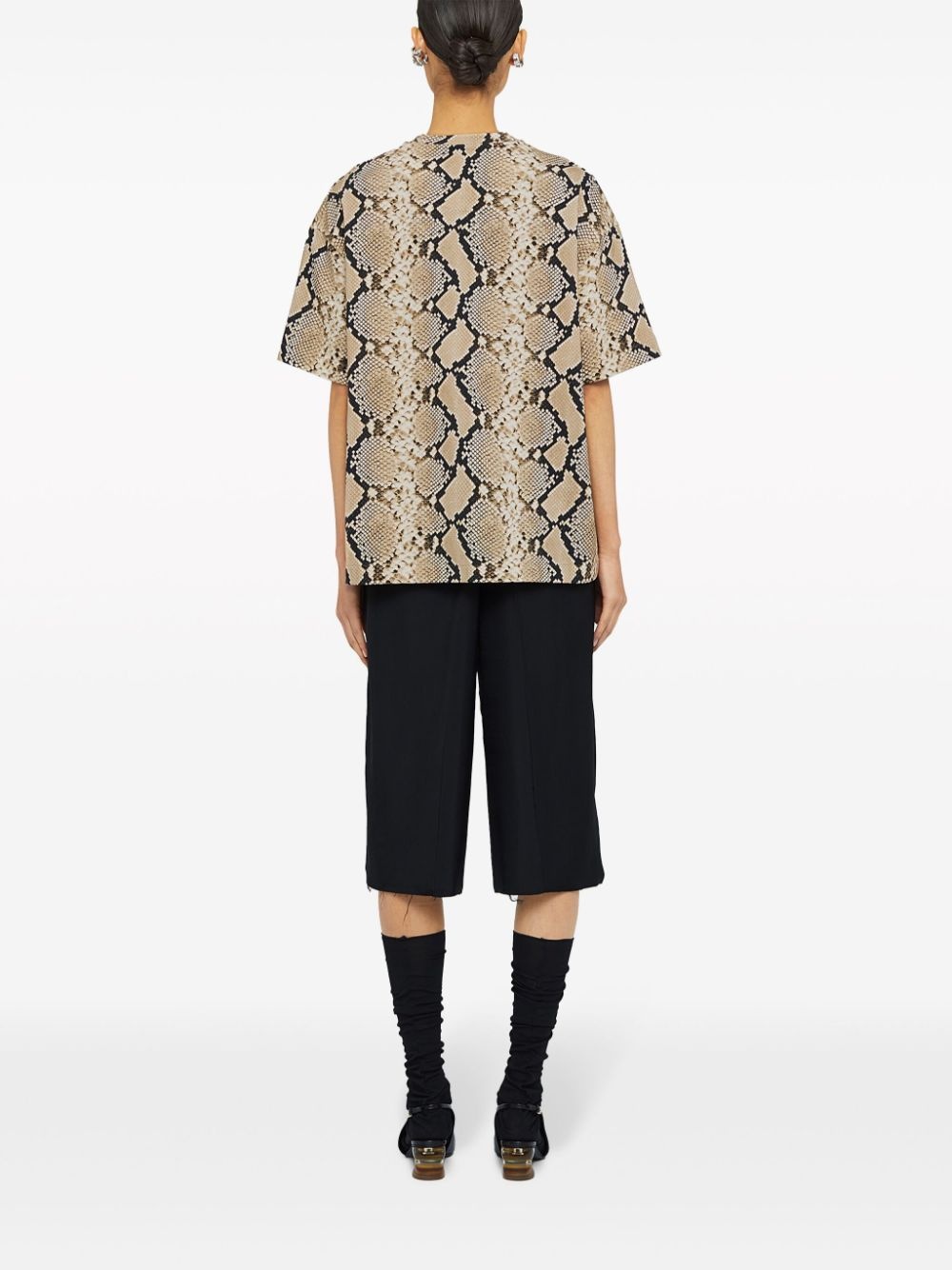 snakeskin-print cotton T-shirt - 3