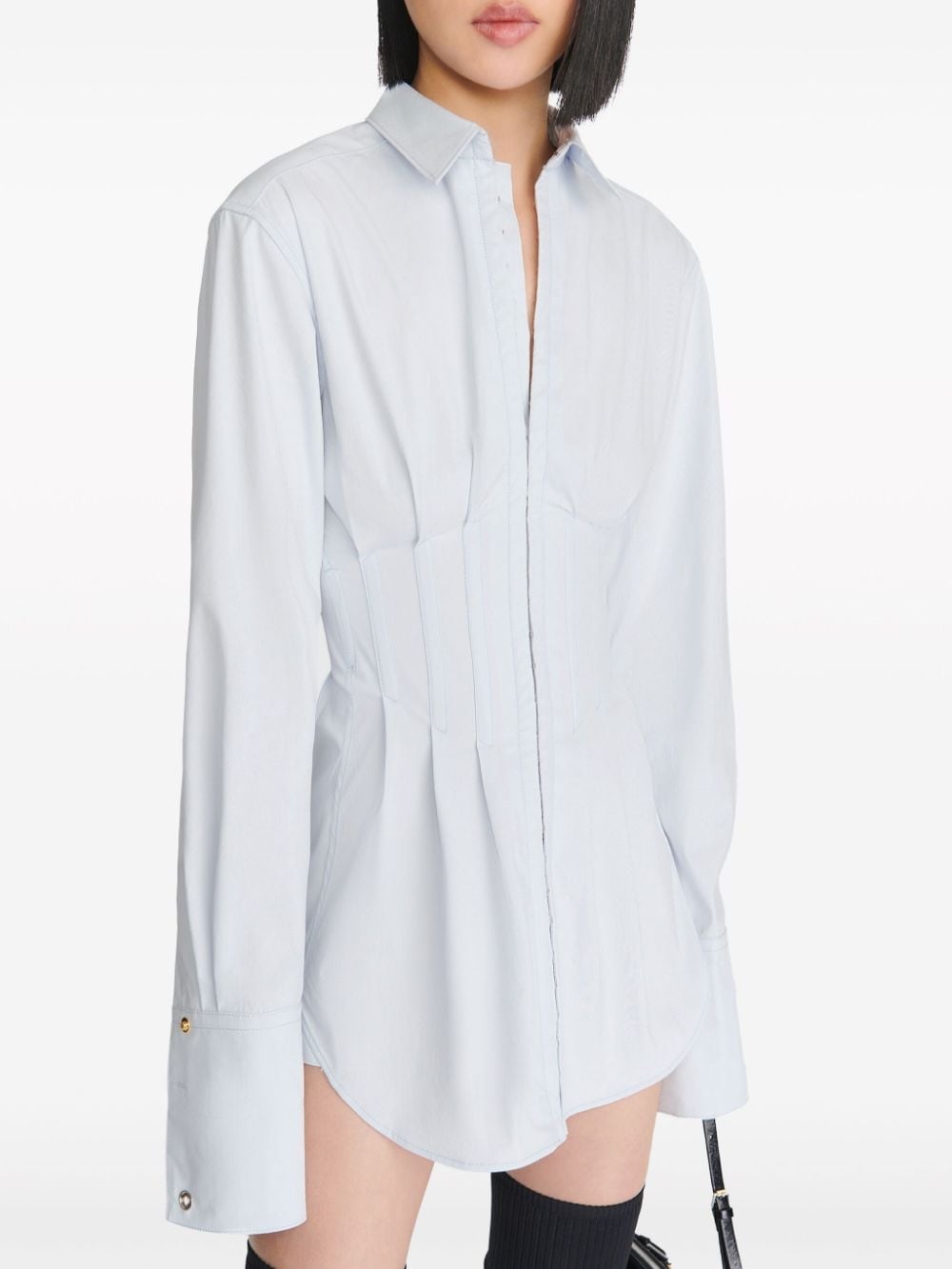 corset-style poplin shirtdress - 5