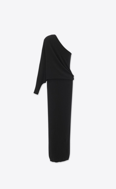 SAINT LAURENT long one-shoulder dress in cashmere outlook