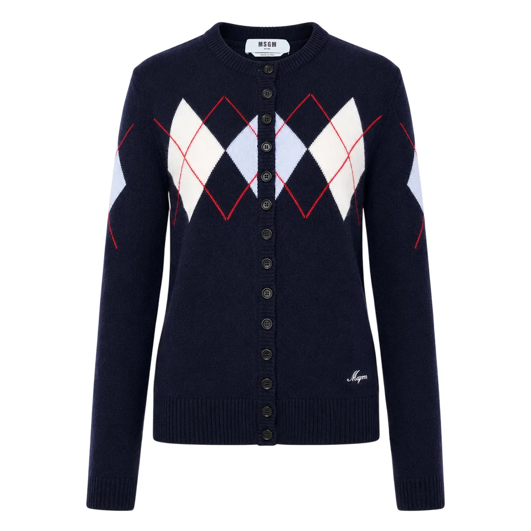 Argyle Crewneck Cardigan - 1