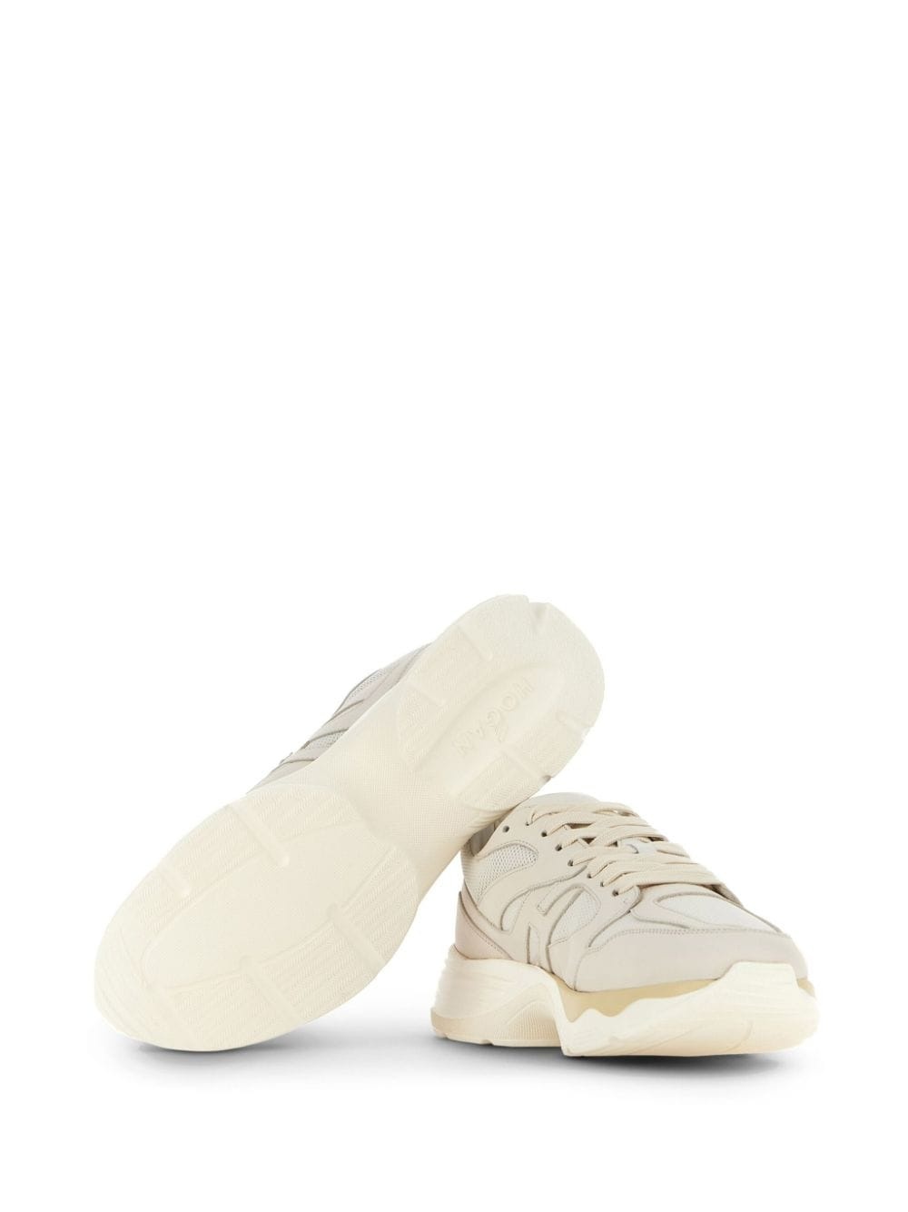 panelled leather sneakers - 4