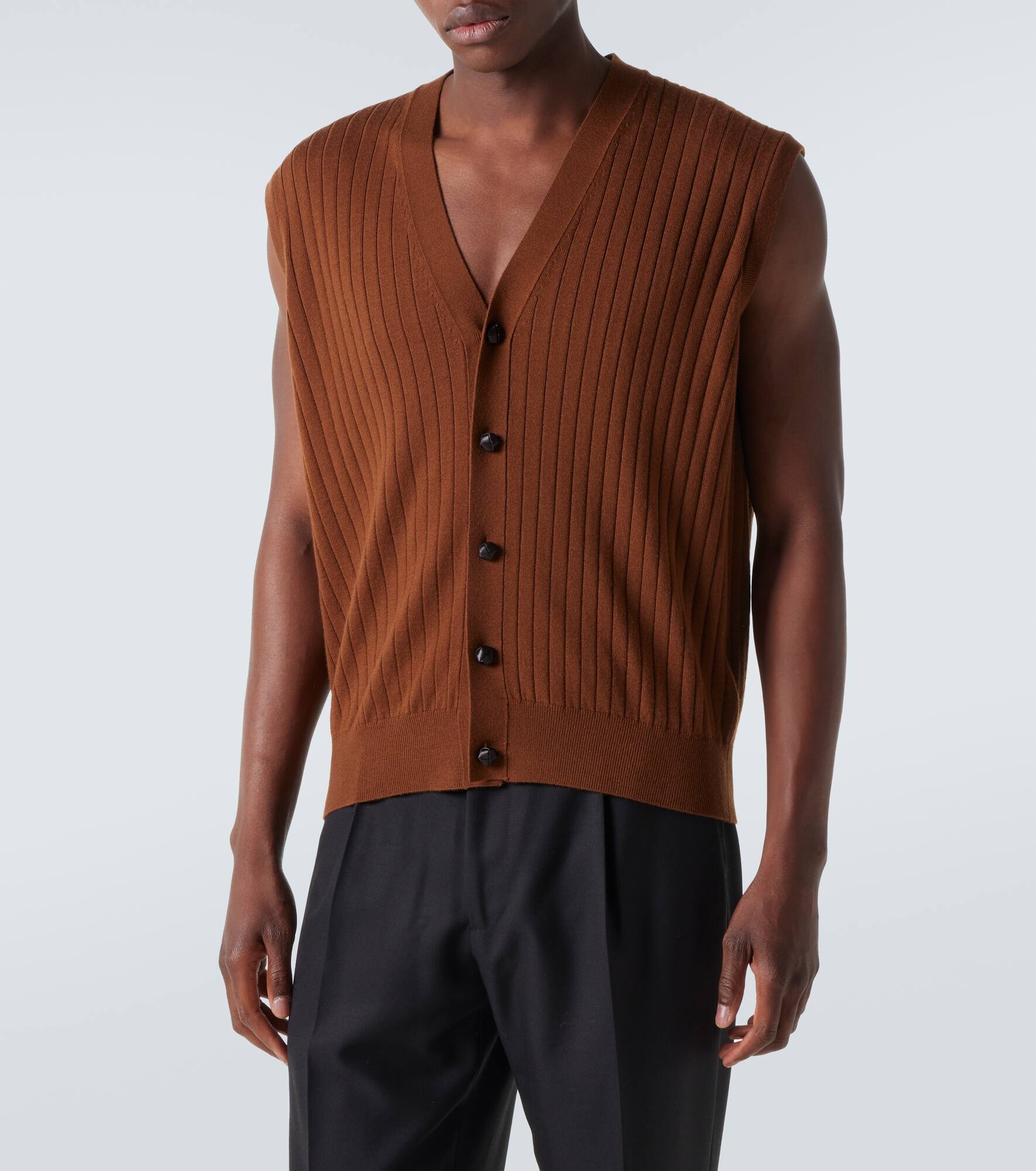 Ribbed-knit wool sweater vest - 3