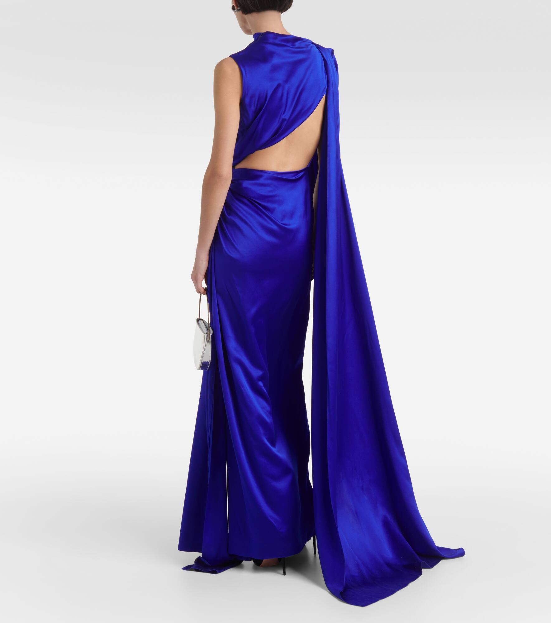 Asymmetric draped silk gown - 3