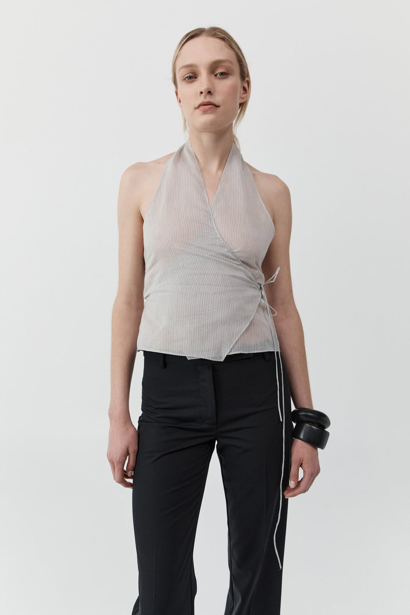 Sheer Stripe Wrap Top - Sheer Stripe 3