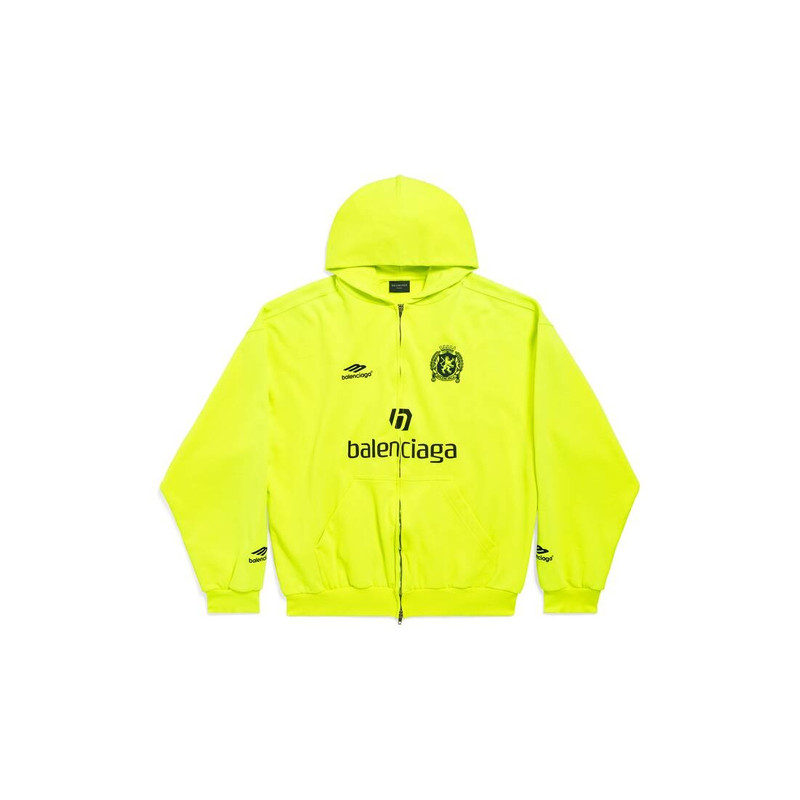 Men's Paris Soccer Zip-up Hoodie Medium Fit in Neon Yellow - 1