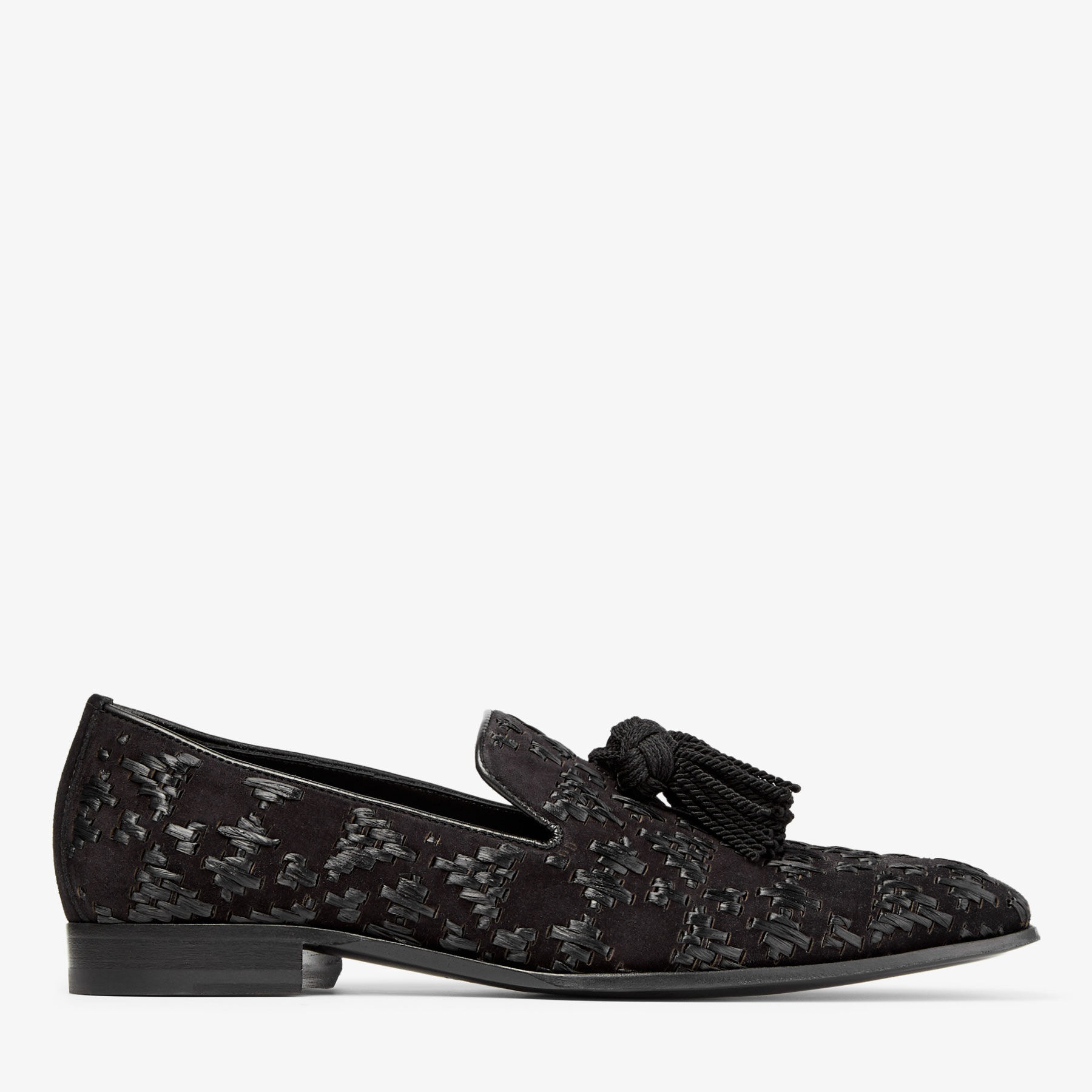 Foxley/M
Black Velvet Suede and Raffia Slip-On Shoes with Tassel - 1