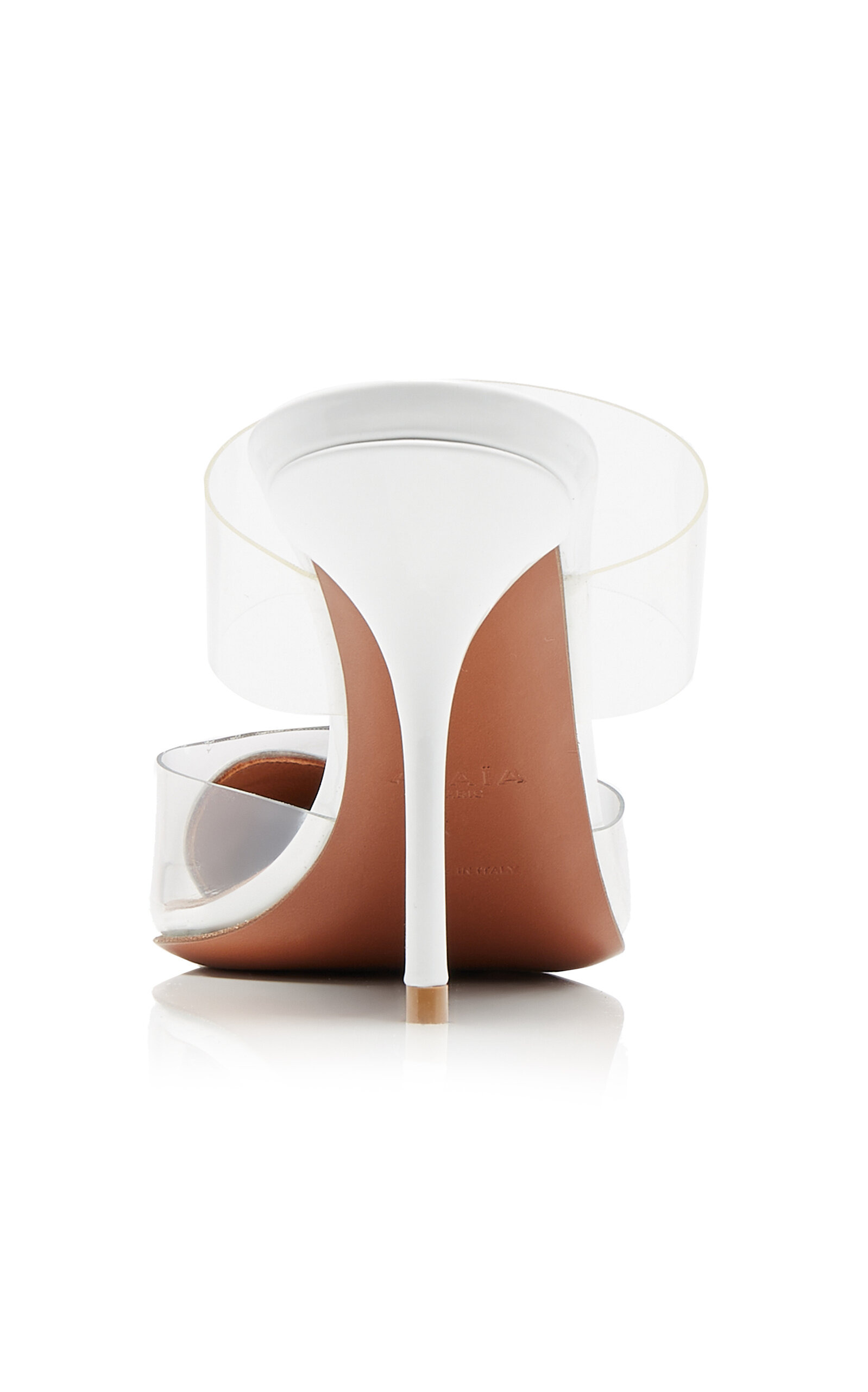 Crystal-Embellished Patent-Leather And PVC Mules white - 4