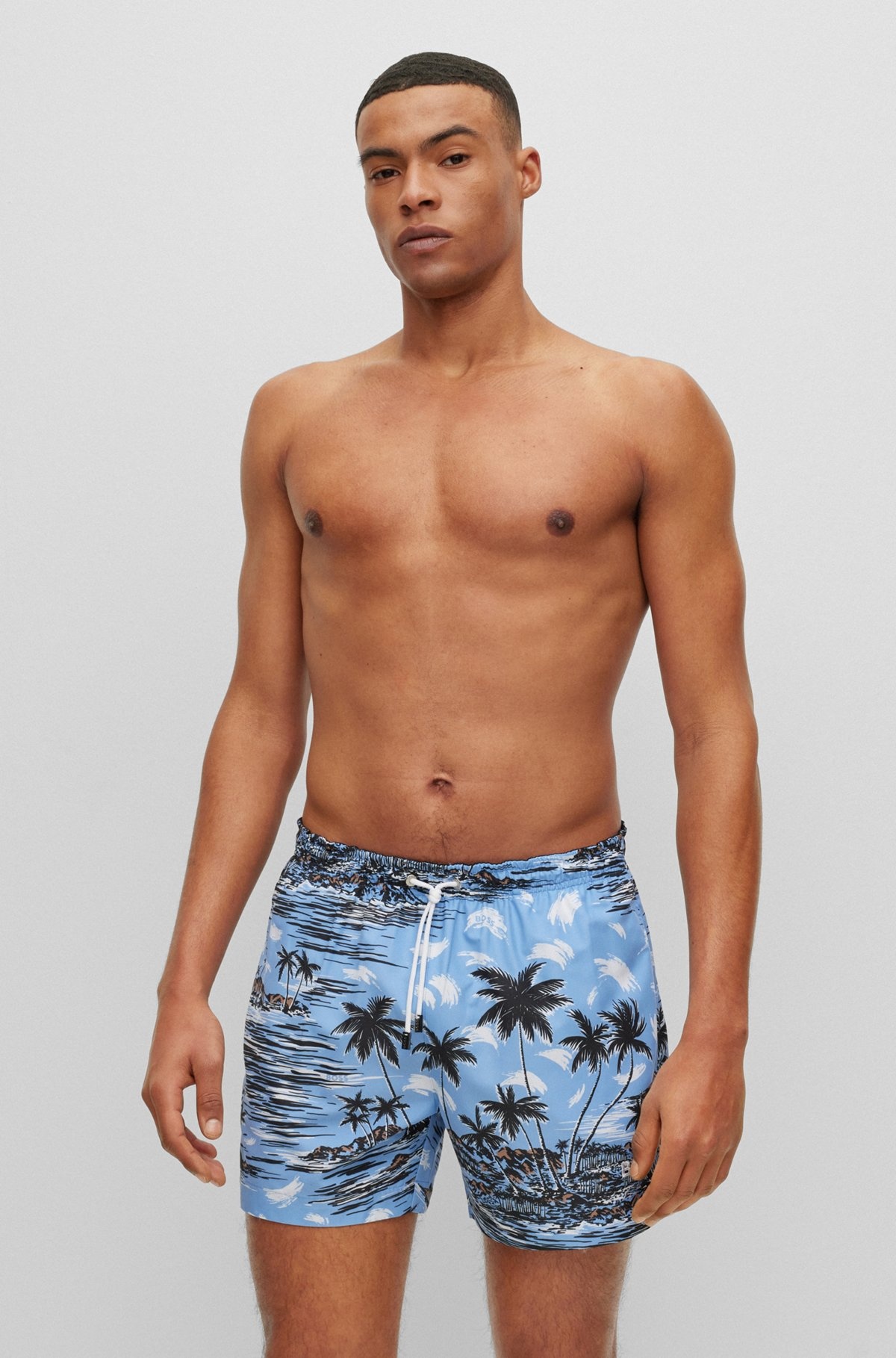 SEASONAL-PRINT SWIM SHORTS IN QUICK-DRYING FABRIC - 2