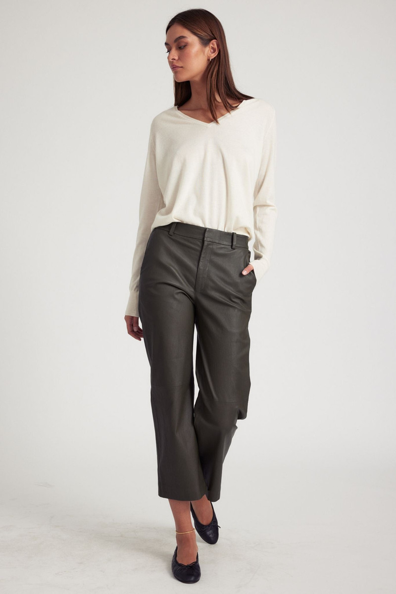 SPRWMN CACTUS LEATHER CROPPED TROUSERS outlook