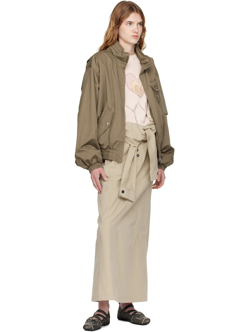 OPEN YY Beige Wrap Trench Midi Skirt outlook