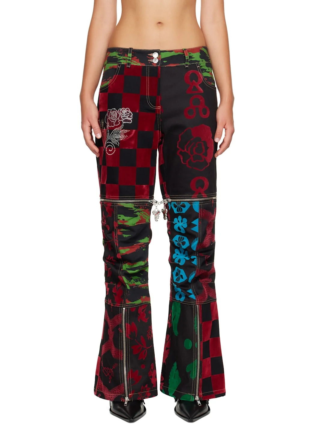 Black Patchwork Bevo Jeans - 1