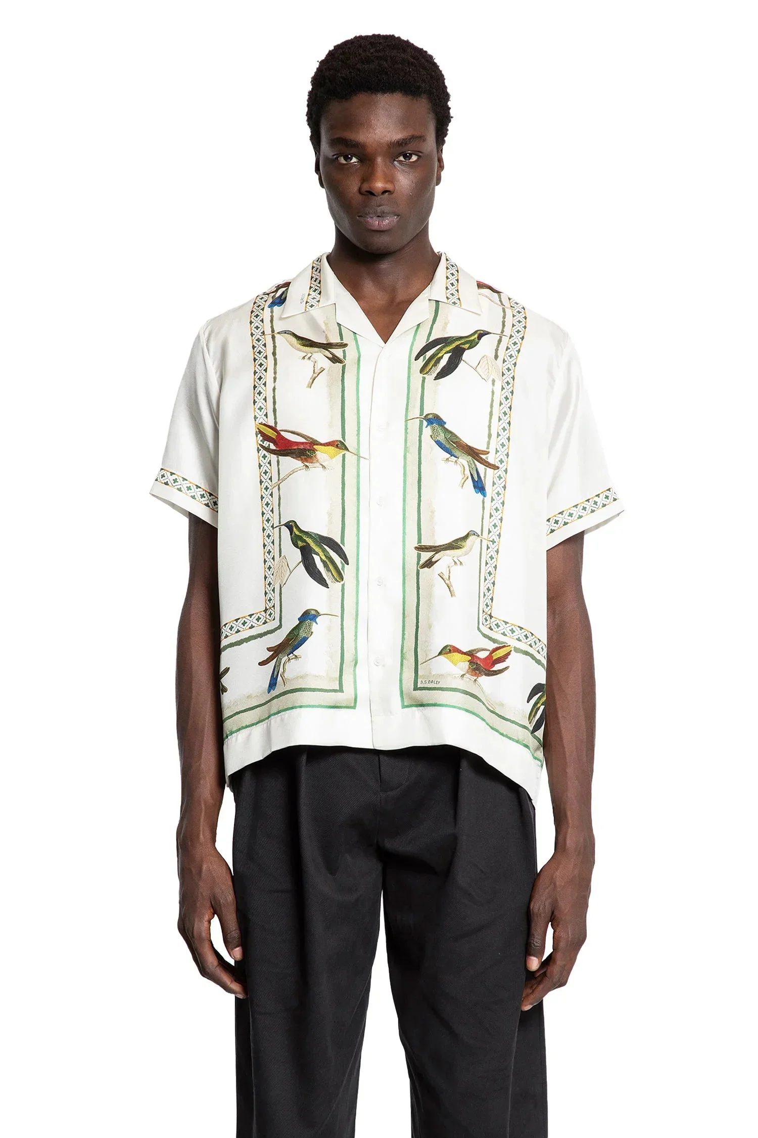 Bird Print Silk Twill Shirt - 1