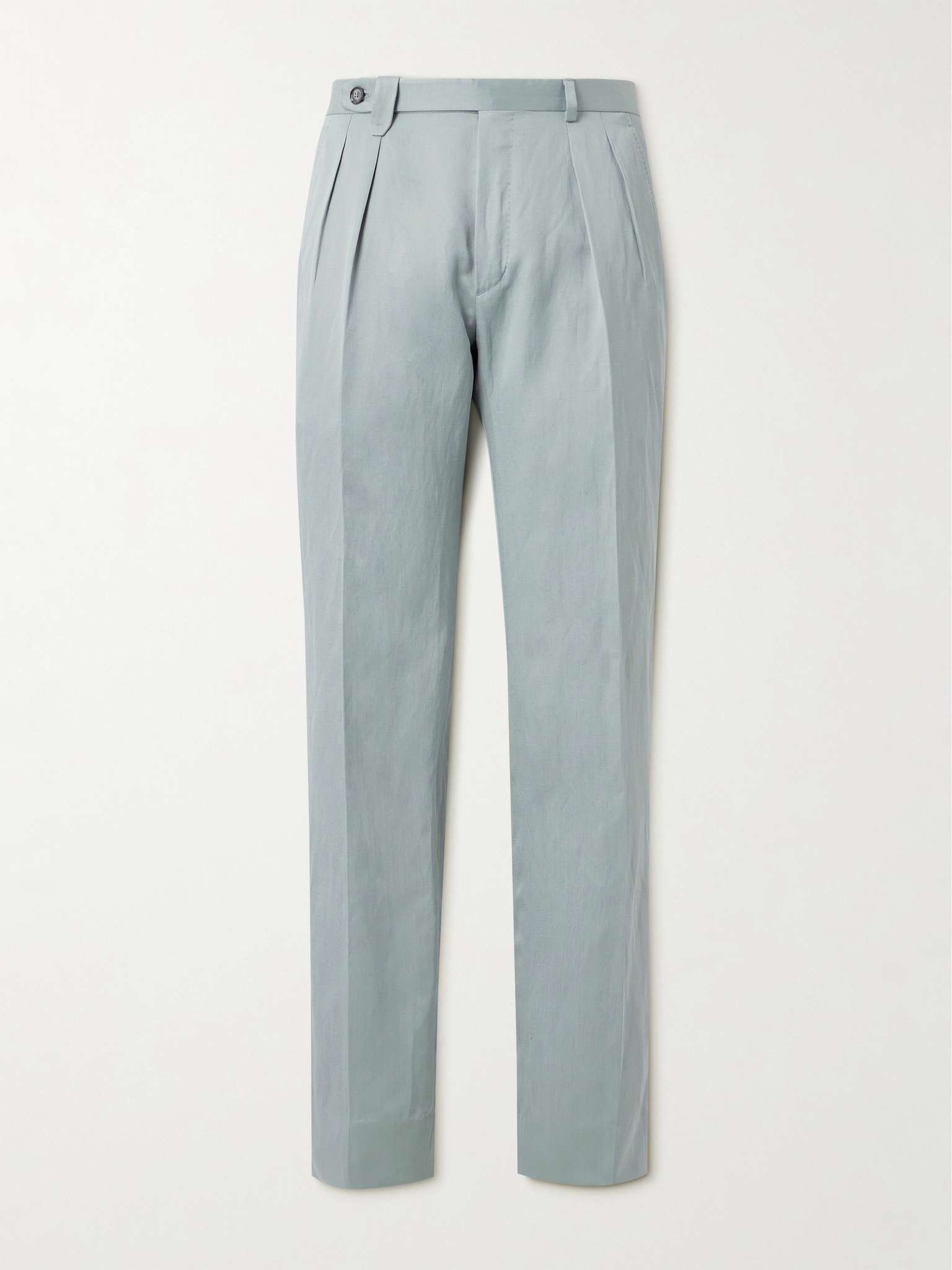 Elba Straight-Leg Pleated Silk and Linen-Blend Twill Trousers - 1
