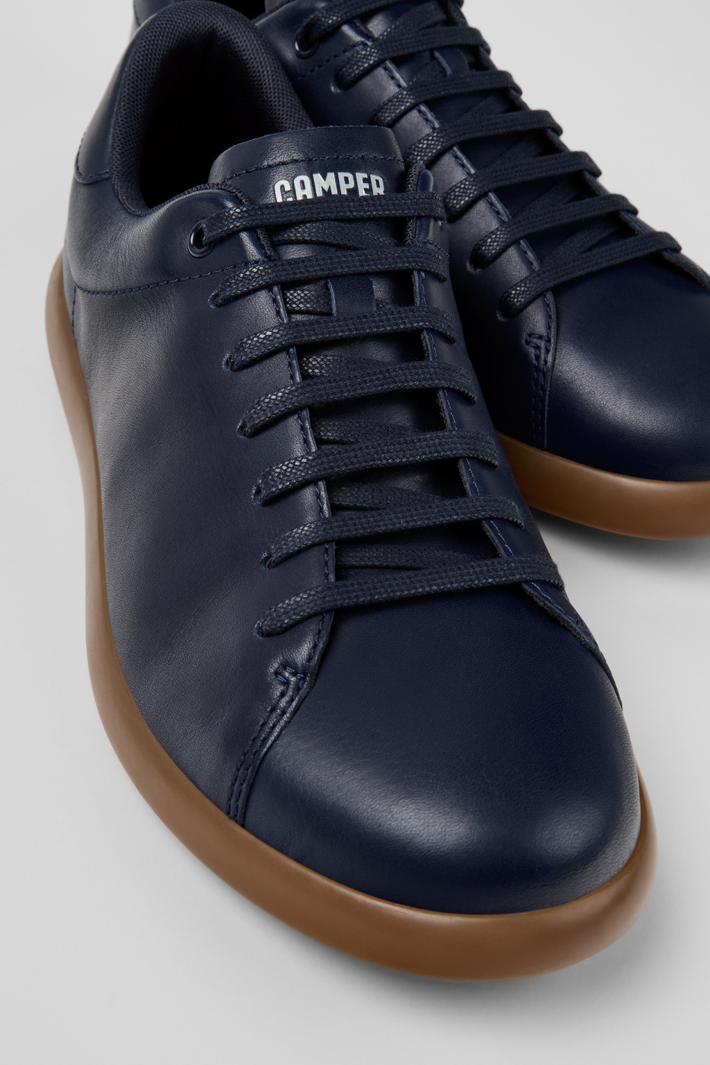 Blue Leather Sneakers for Men. - 2
