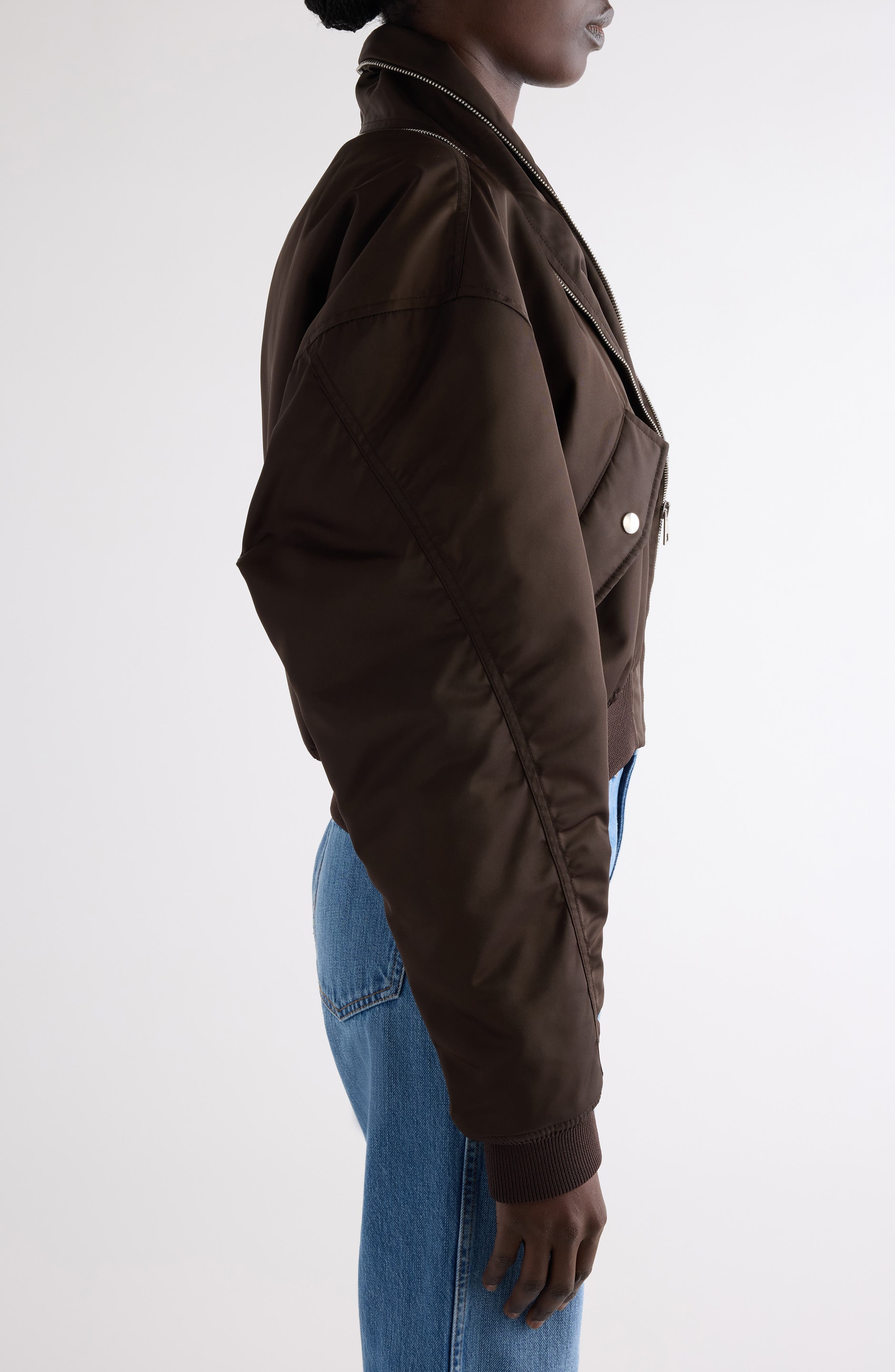 Givenchy Zip Shawl Collar Bomber Jacket in Brown at Nordstrom - 4