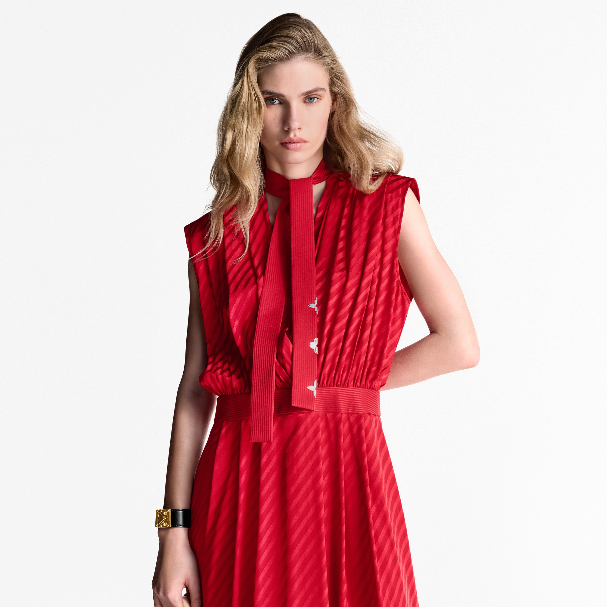 Striped Lavallière Dress - 5
