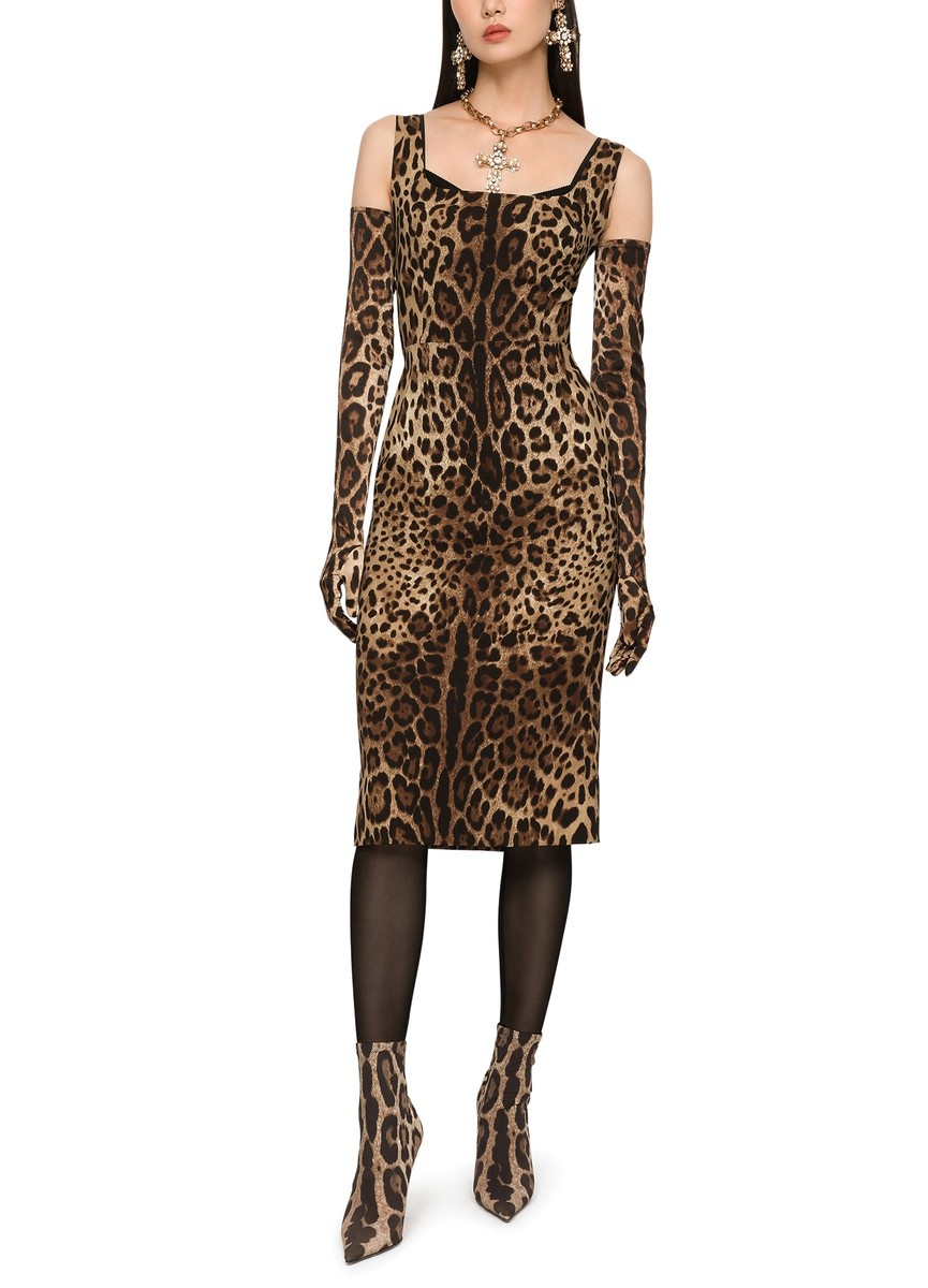 Leopard-print charmeuse midi dress - 2