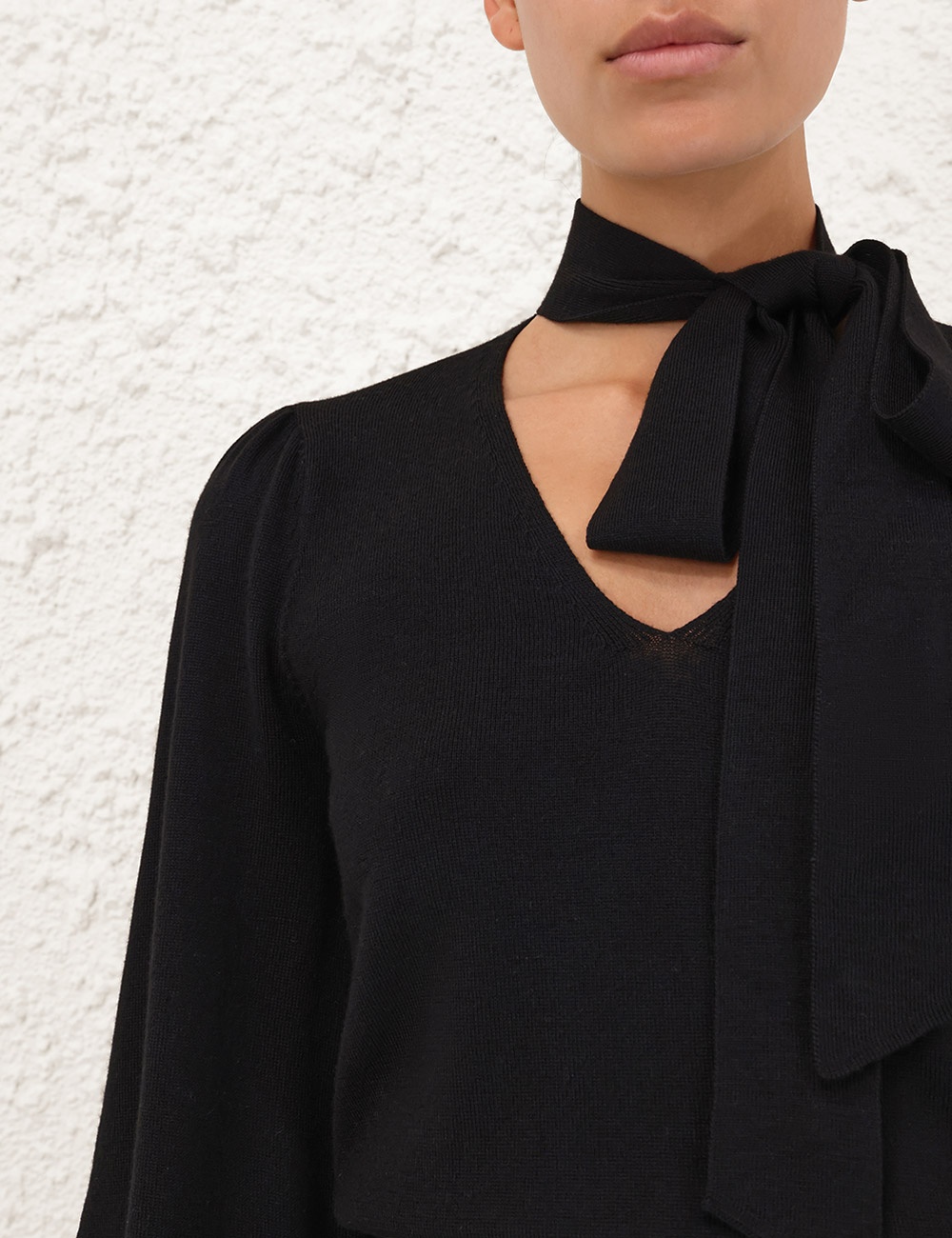 TIE NECK SWEATER - 5