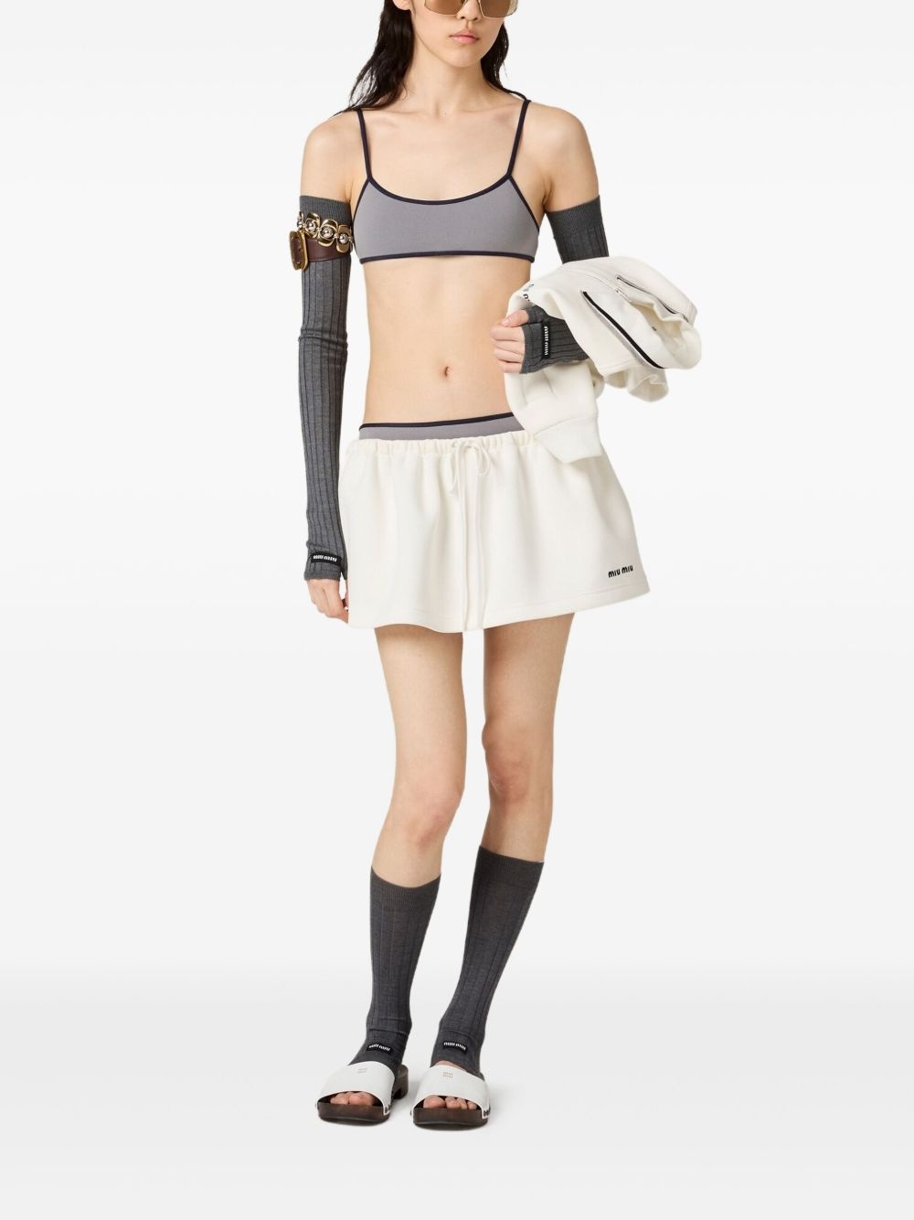 cotton-jersey mini skirt - 2