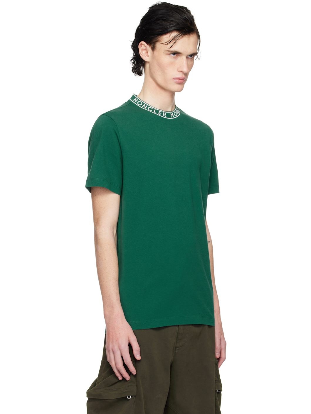 Green Logo-Trimmed Cotton T-shirt - 2