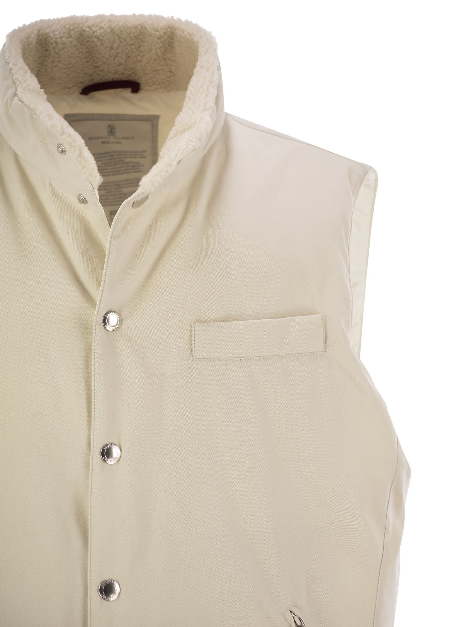 Brunello Cucinelli Men Sleeveless Down Jacket With Sheepskin Collar - 4