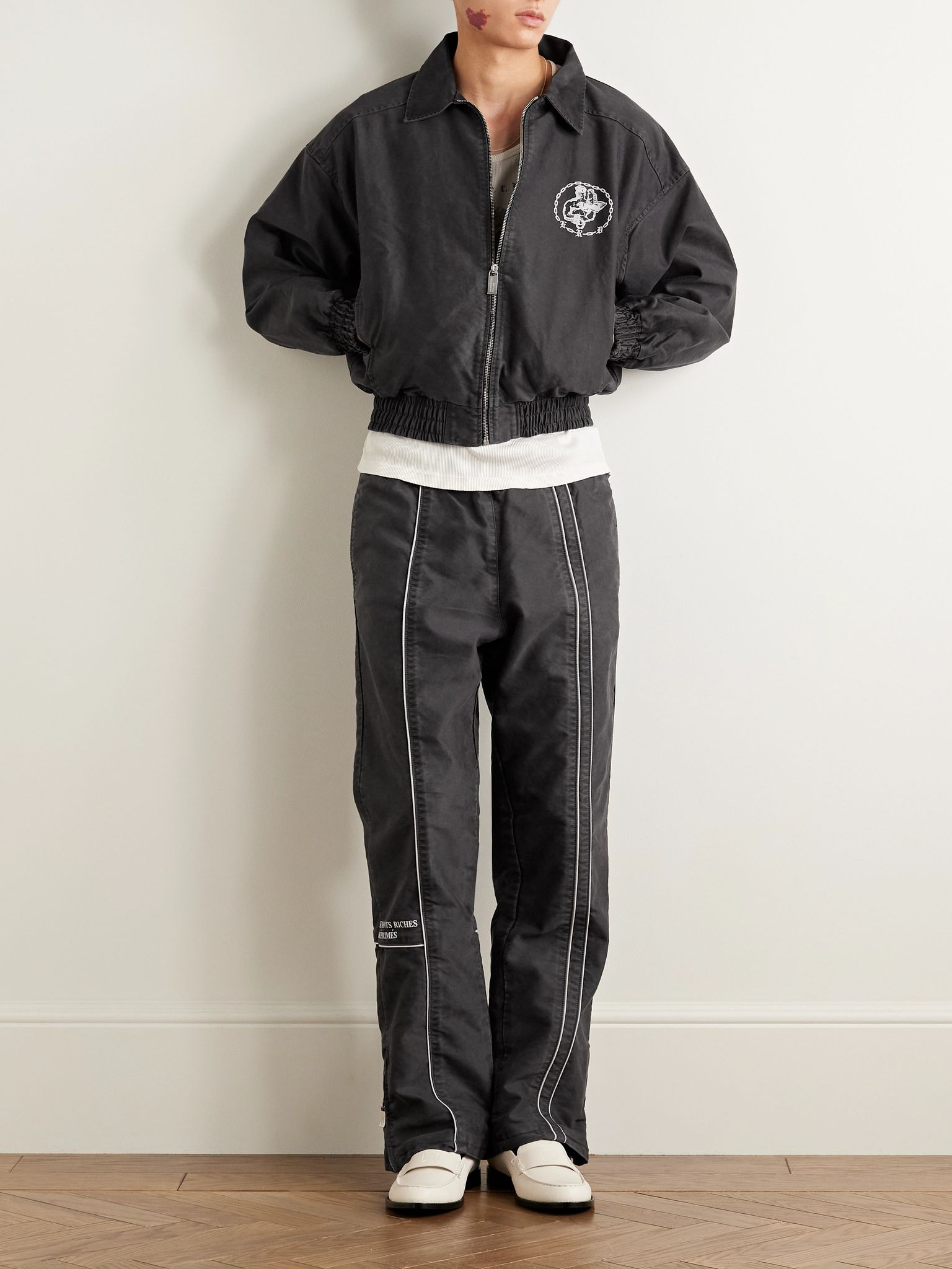 Enfant en Chaine Printed Cotton Track Jacket Black - 2
