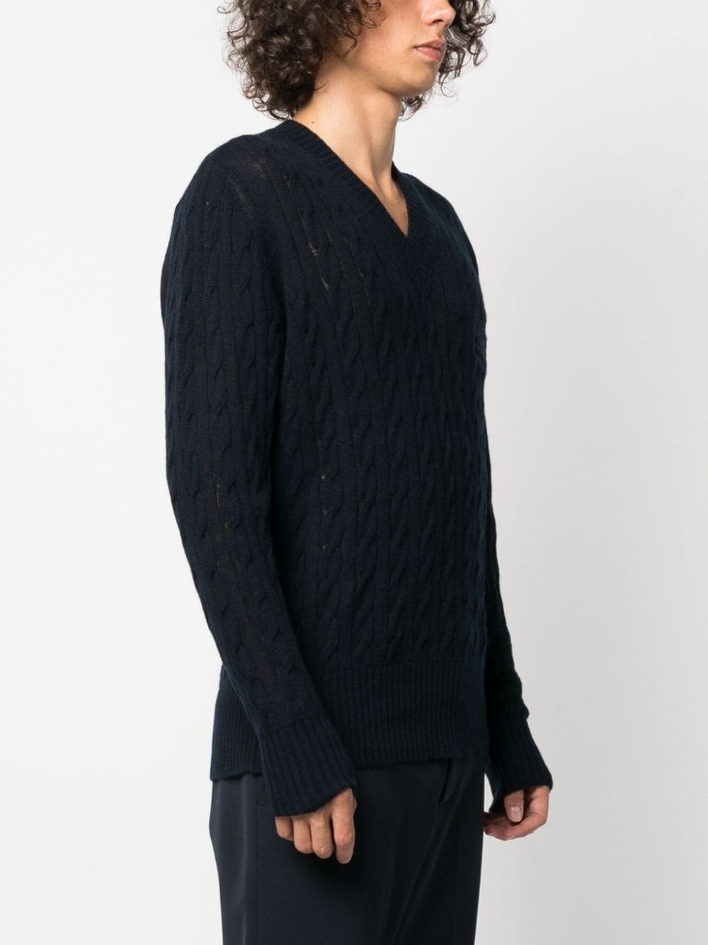 logo-embroidered cashmere jumper - 3