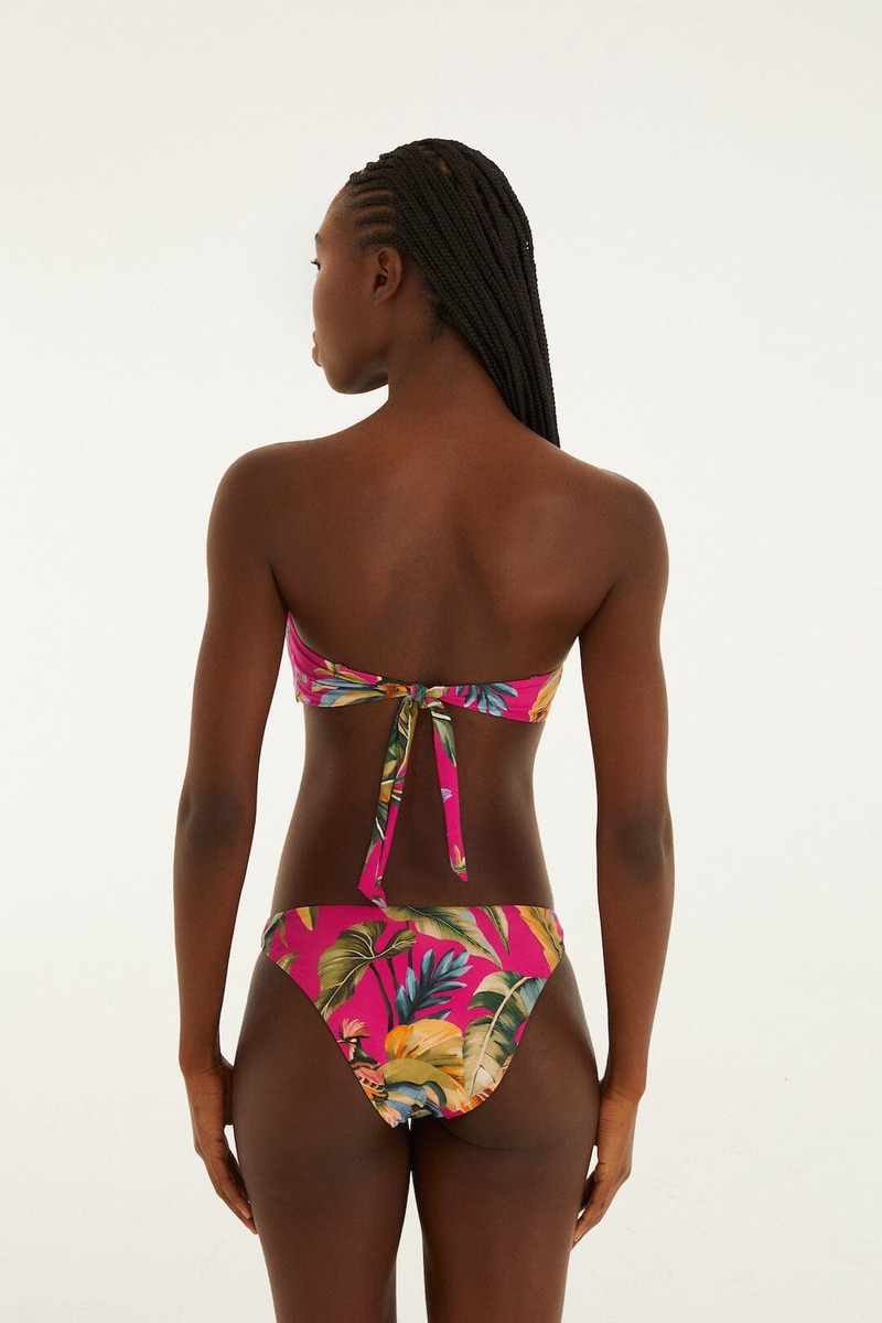 Pink Tropicalia Front Knot Bikini Top 3