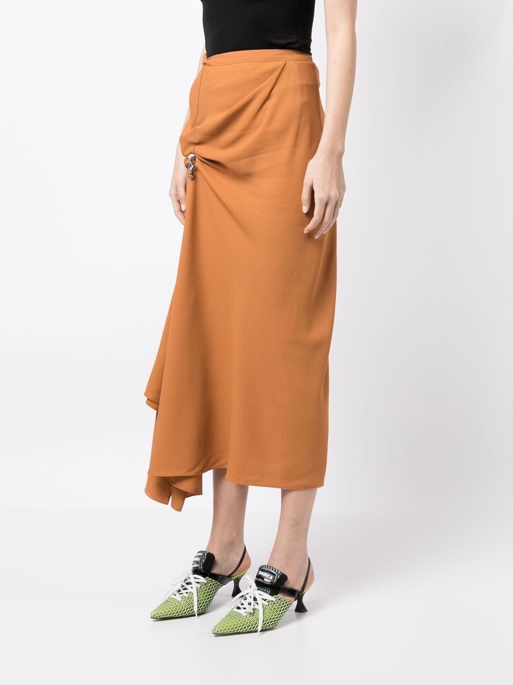 high-waisted ruched midi skirt - 3