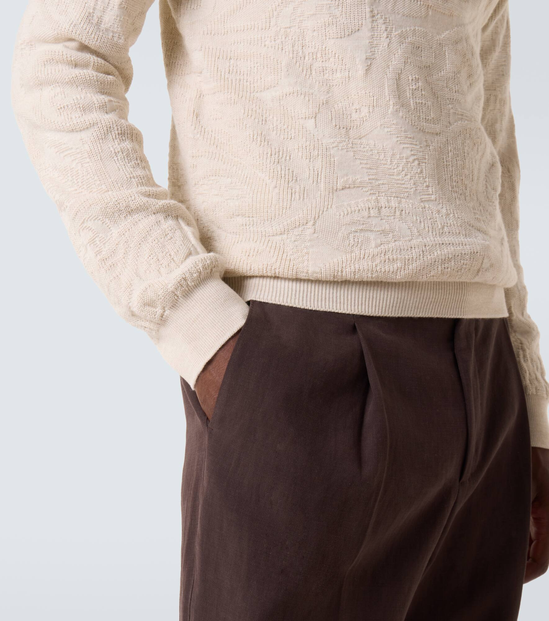 Jacquard wool-blend polo sweater - 7