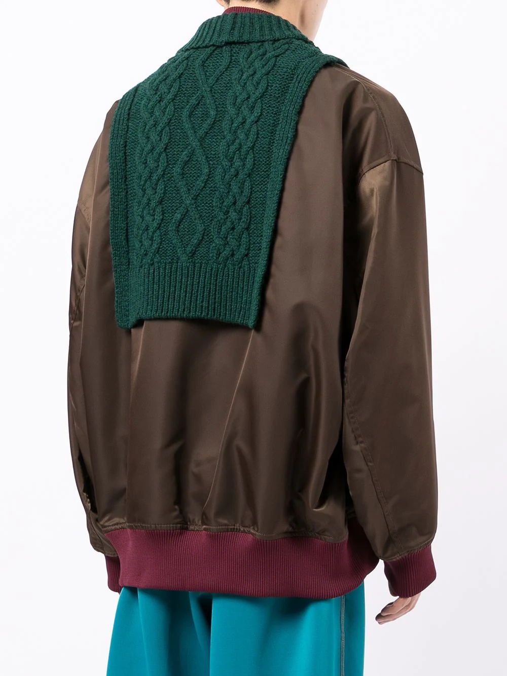 cable-knit panel jacket - 4