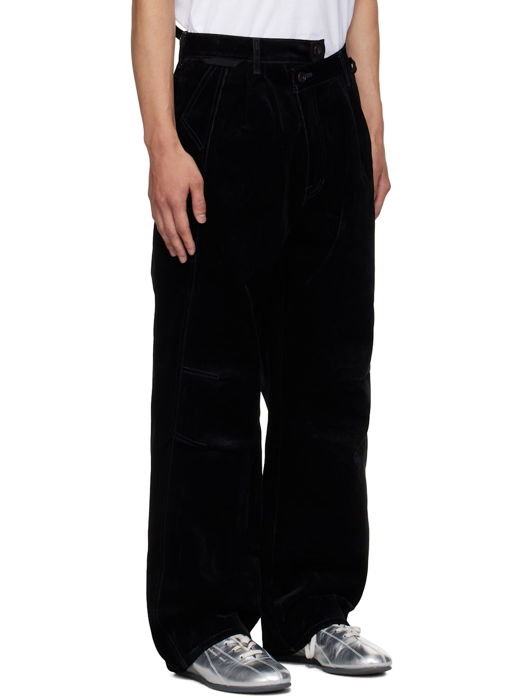 Black Crossover Carpenter Wide Leg Jeans - 2