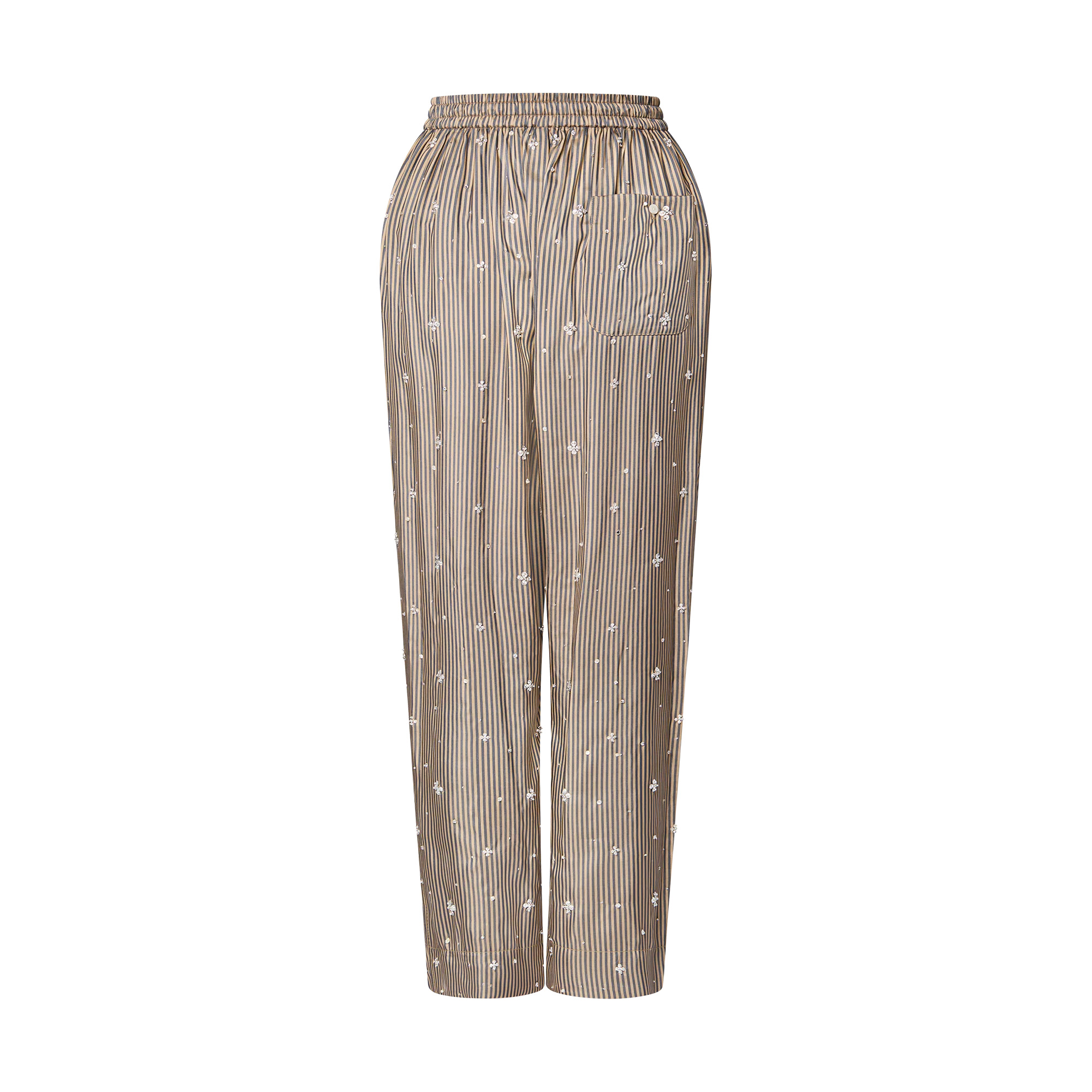 Bejeweled Pinstripe Baggy Pajama Pants - 3