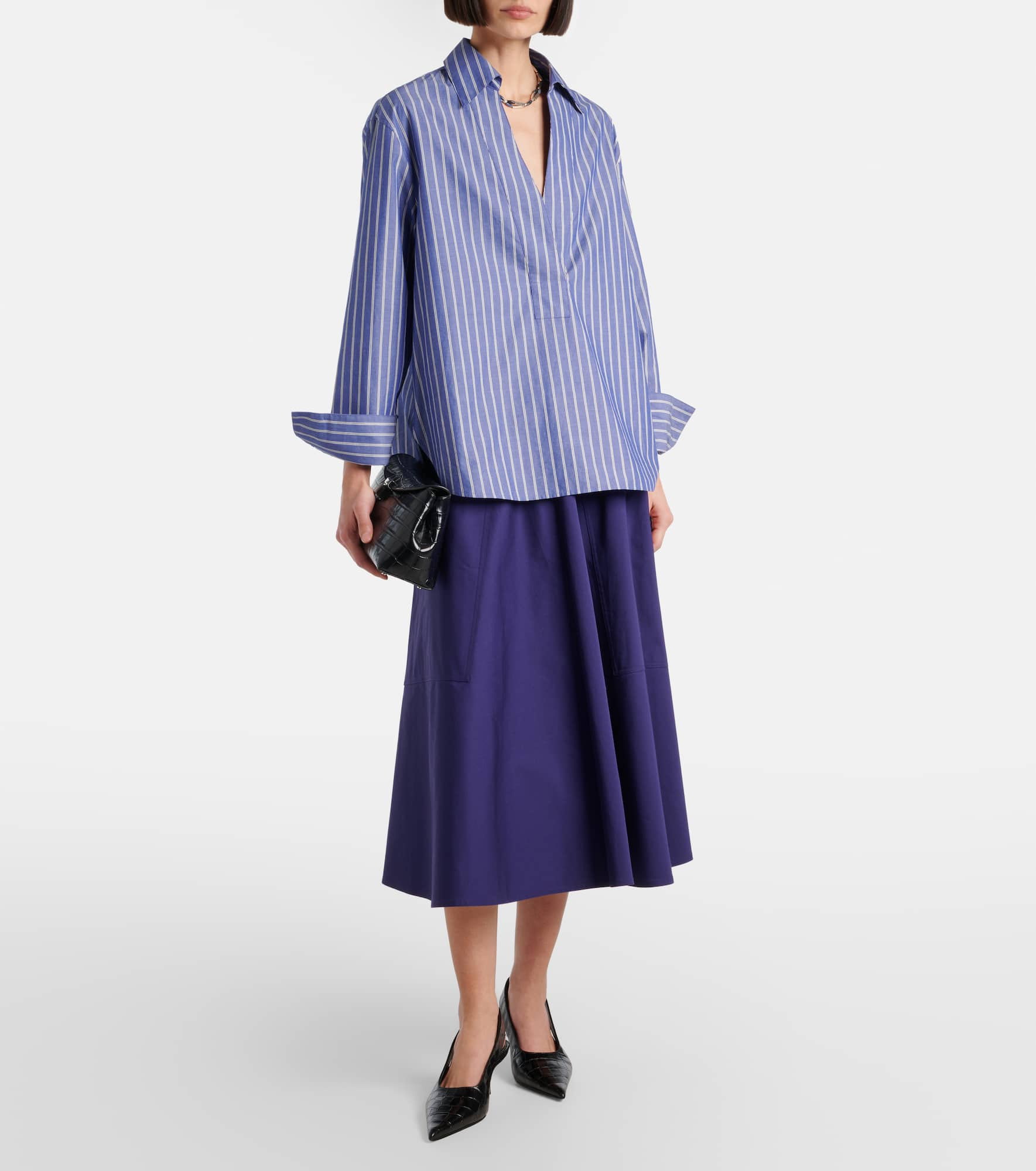 High-rise cotton midi skirt - 2