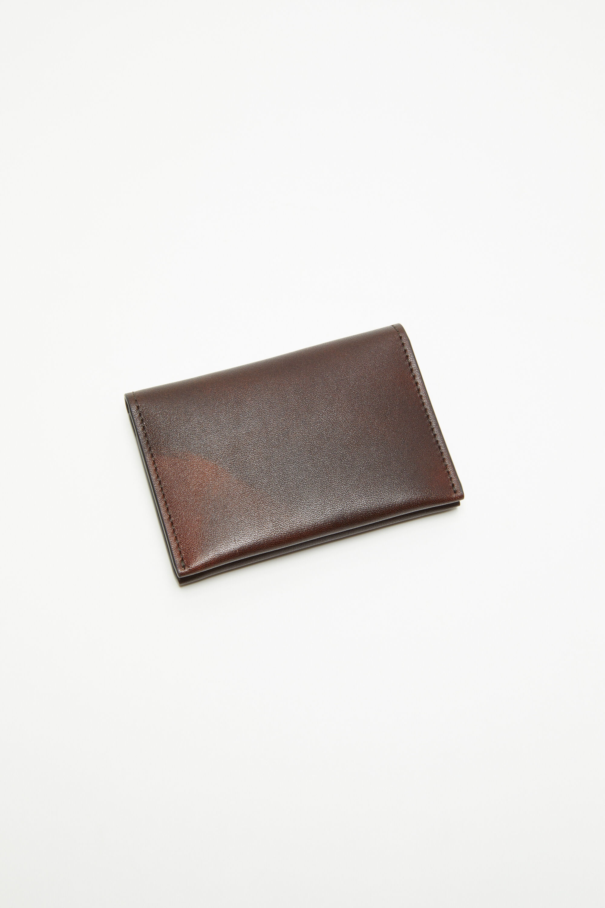 Folded leather wallet - Dark brown - 5