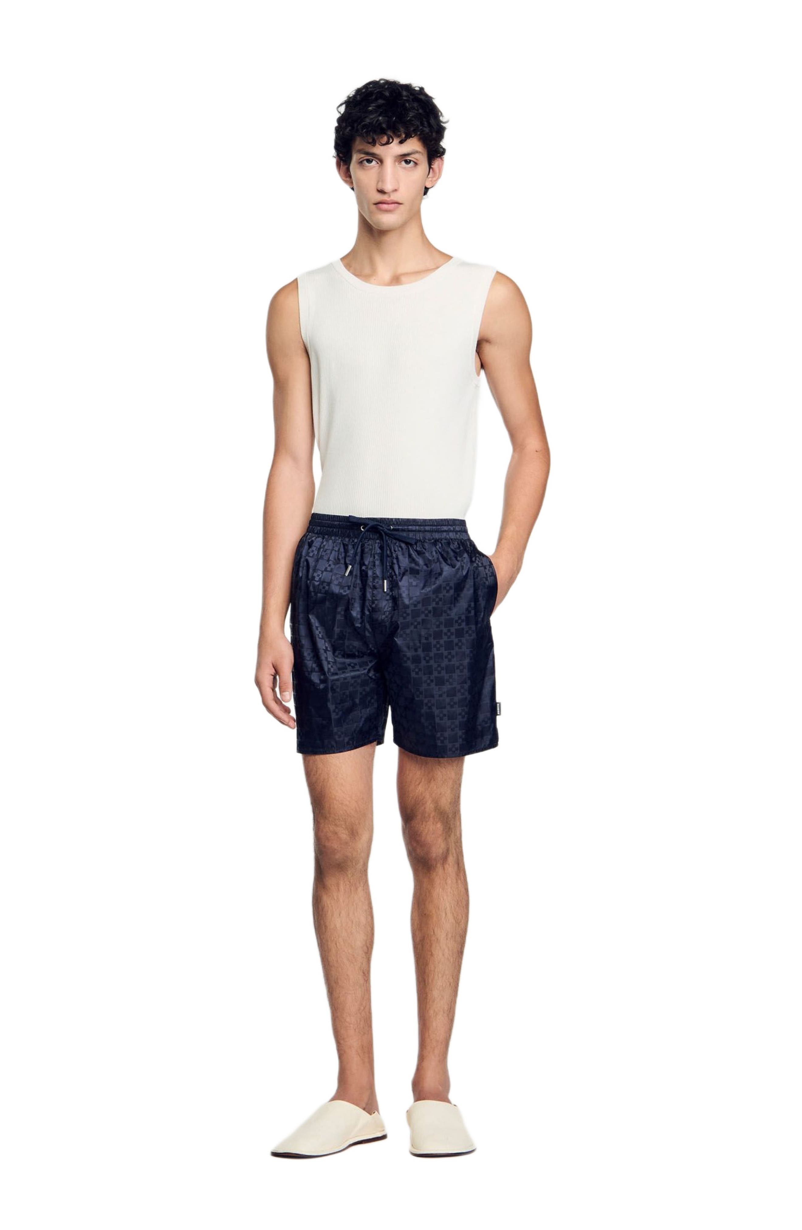 SANDRO Squarecross swim shorts in Midnight Blue at Nordstrom - 6