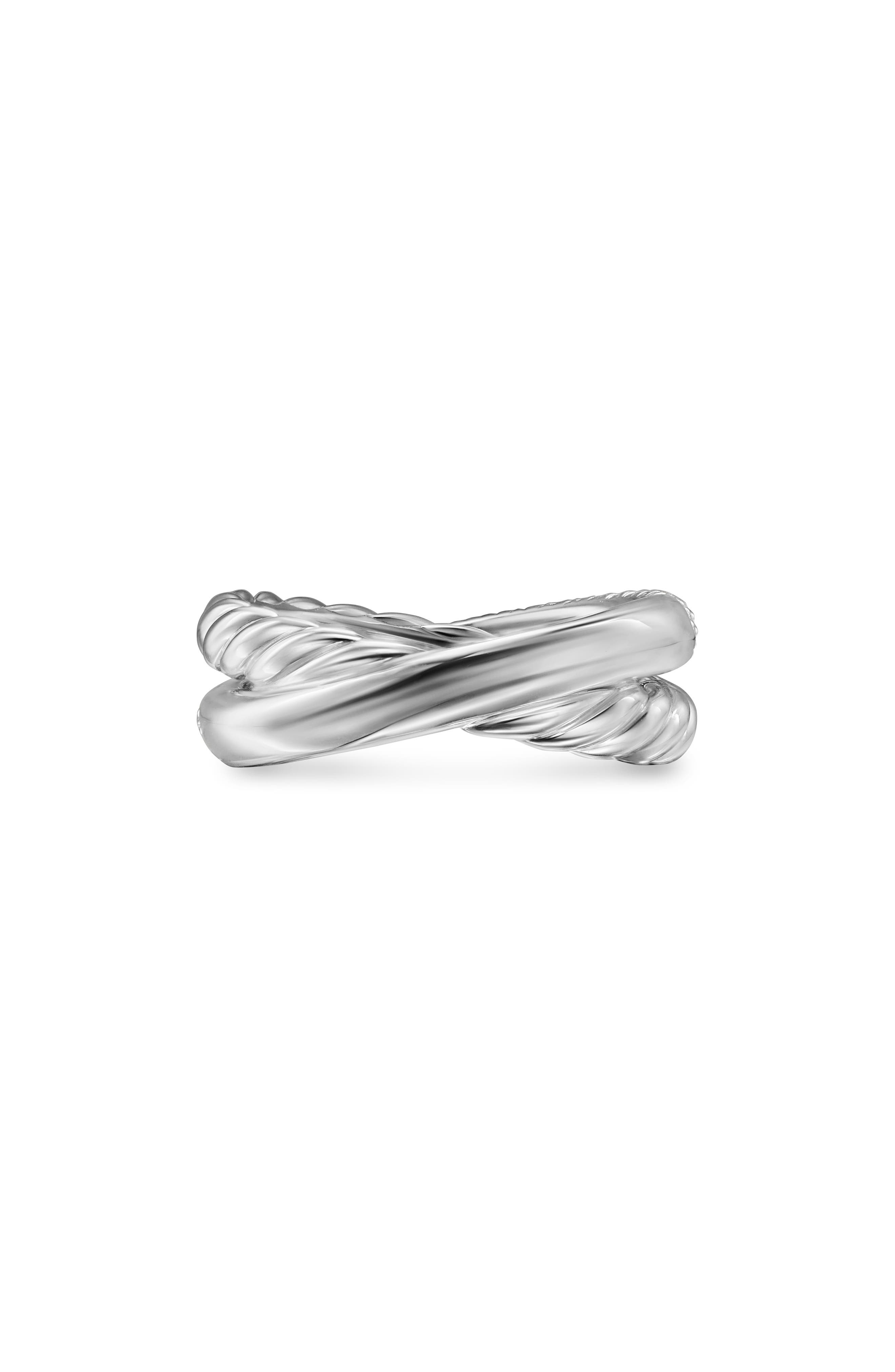 David Yurman Crossover Two-Row Ring in Sterling Silver with Diamonds, 7.5mm at Nordstrom - 3