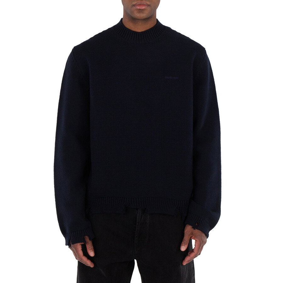Ambush Navy Felted Knit Distressed Jumper - 3