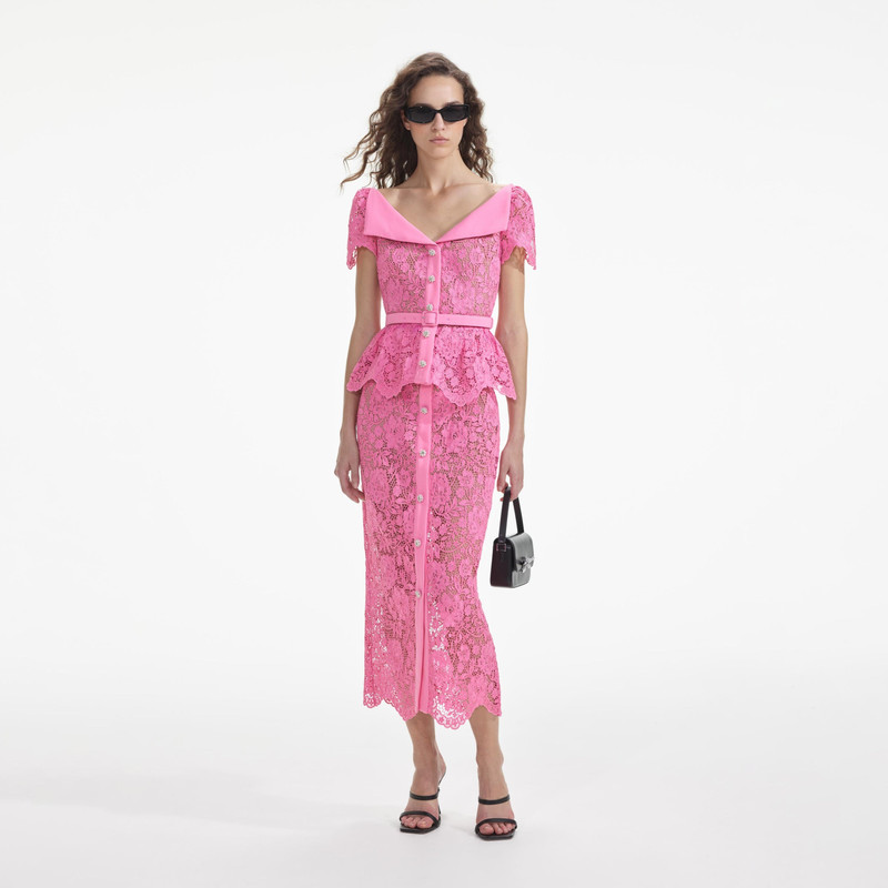 Pink Lace Open Neck Top 1