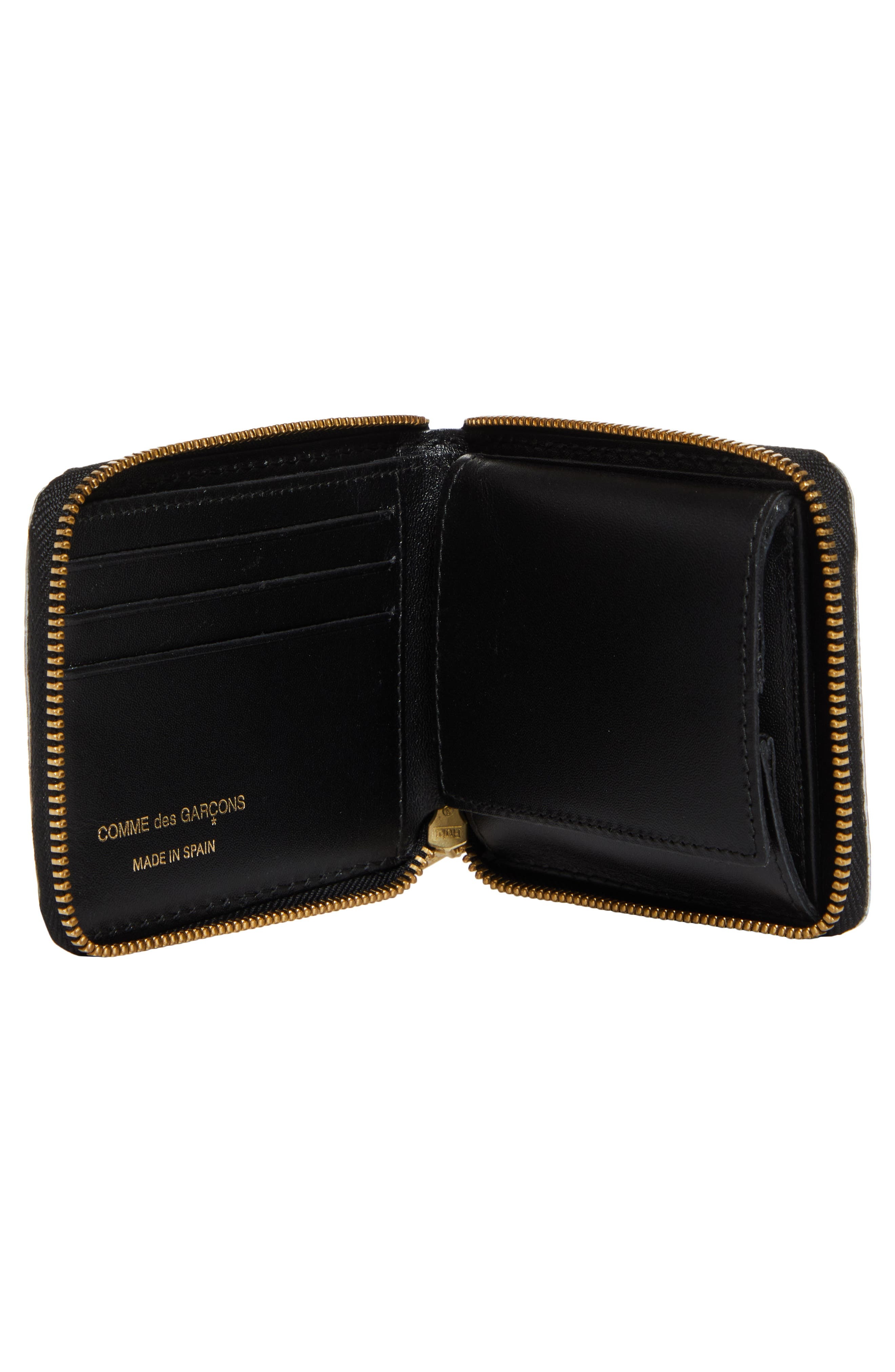 Comme des Garçons Wallets Lenticular Tartan Coated Leather Half Zip Wallet in Red/Yellow at Nordstro - 2